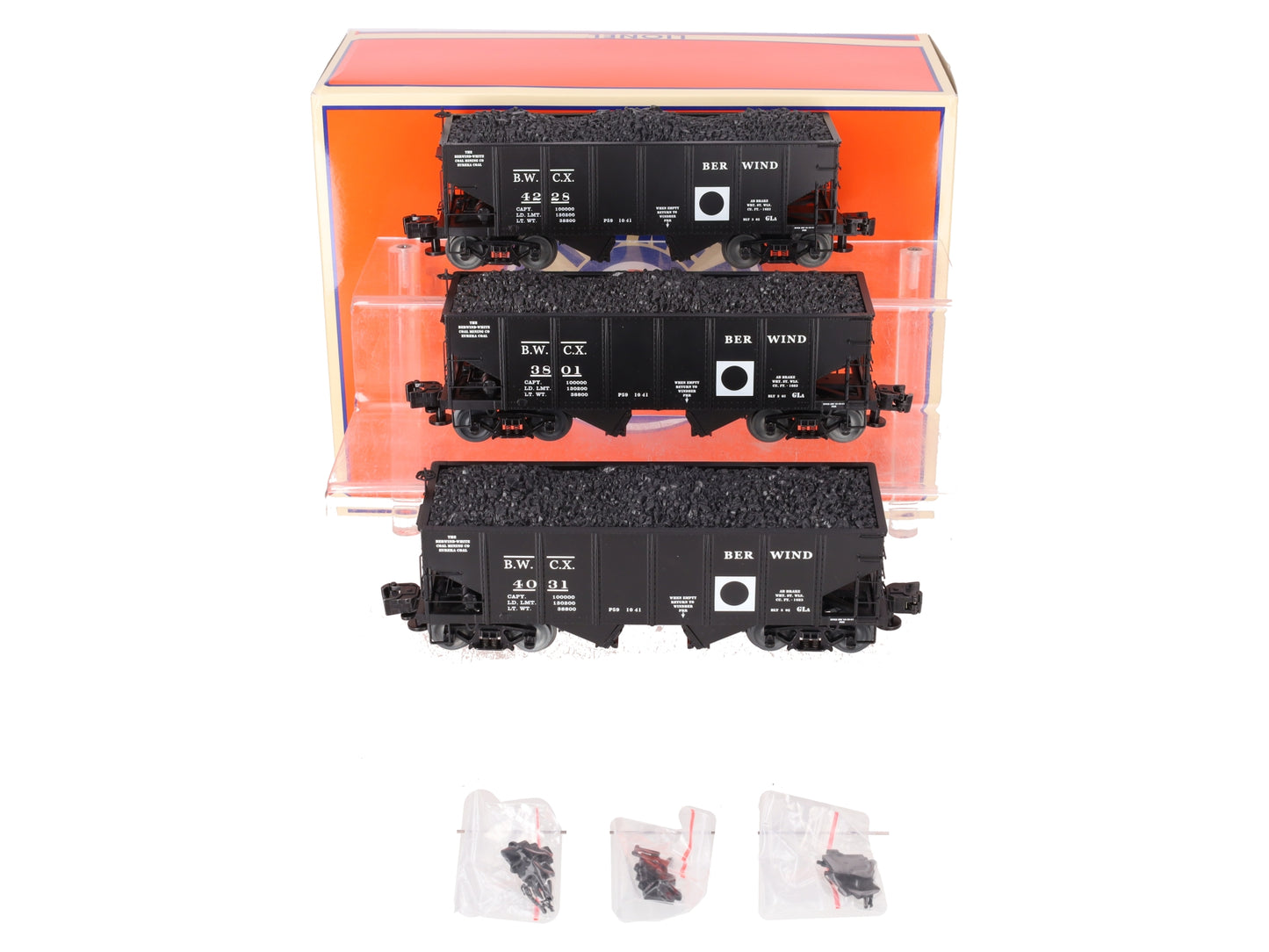 Lionel 6-85286 O Gauge Berwind White Coal GLa 2-Bay Hopper (Set of 3) EX/Box