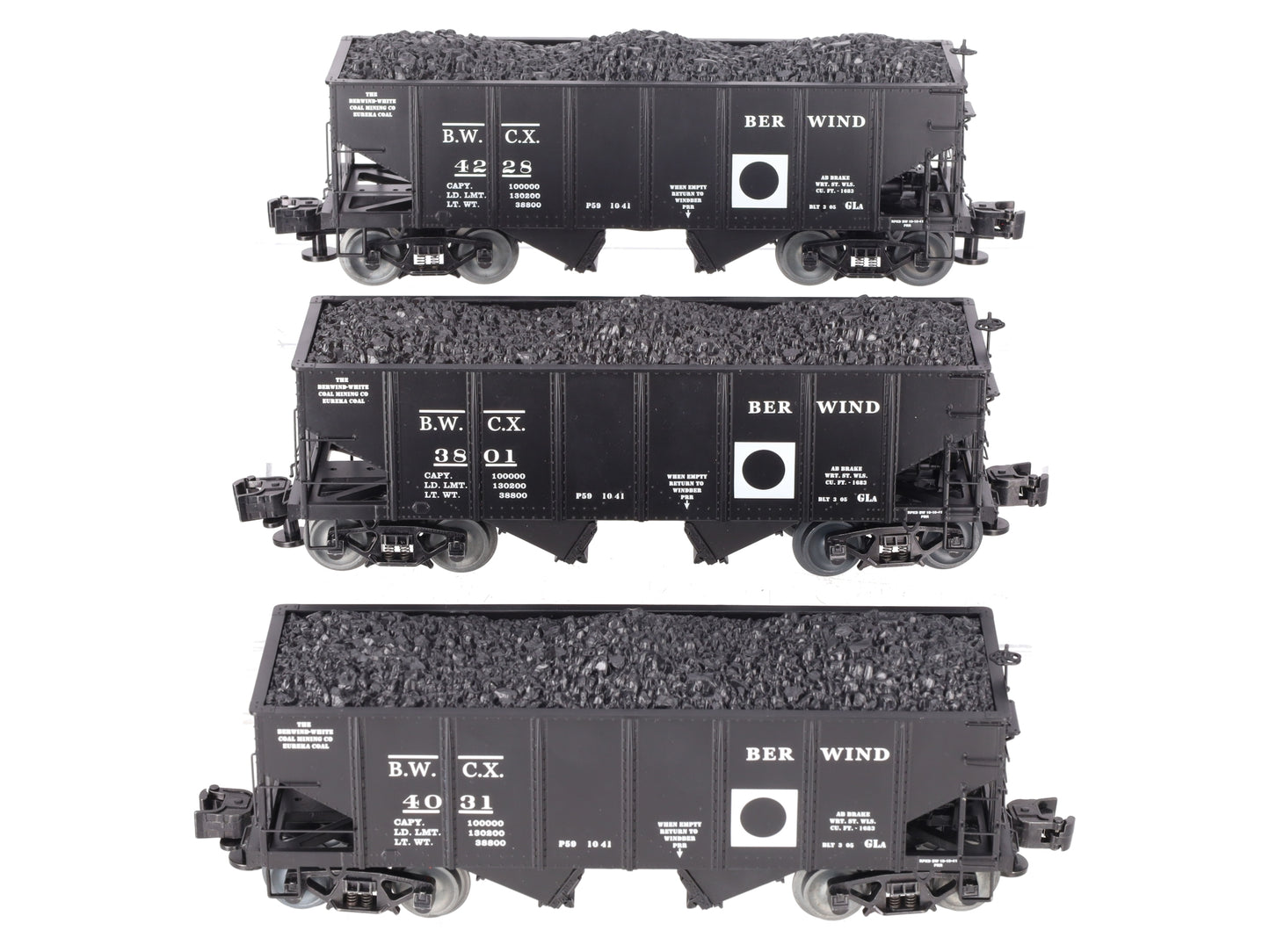 Lionel 6-85286 O Gauge Berwind White Coal GLa 2-Bay Hopper (Set of 3) EX/Box