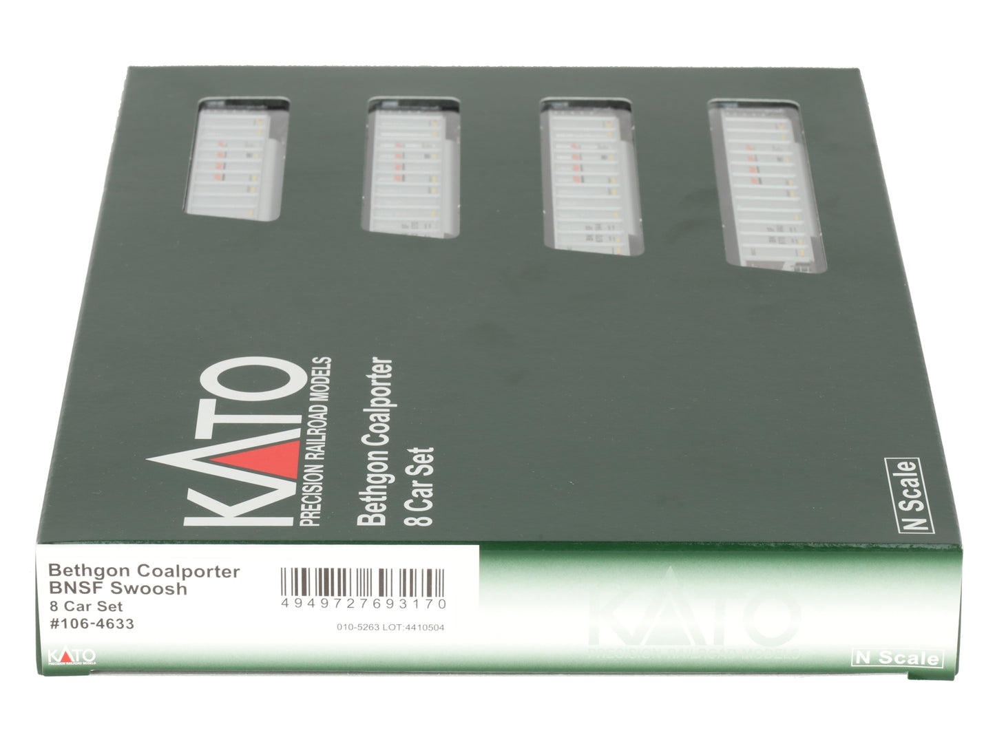 Kato 106-4633 N BNSF Bethgon Coalporter Freight Car with Coal Load (Set of 8) LN/Box
