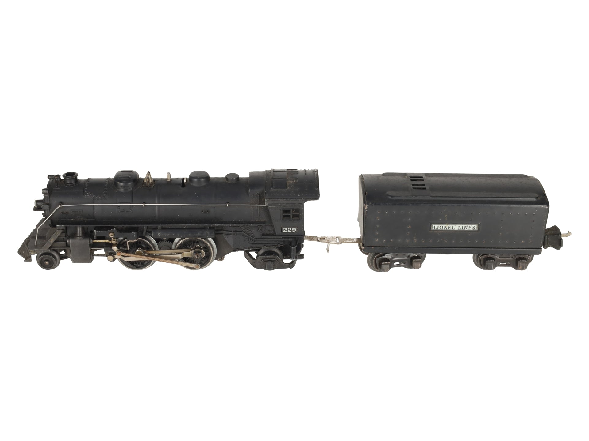 Lionel 229 Vintage O Gauge Prewar Gunmetal Grey 2-4-2 Steam Locomotive w/ Tender VG