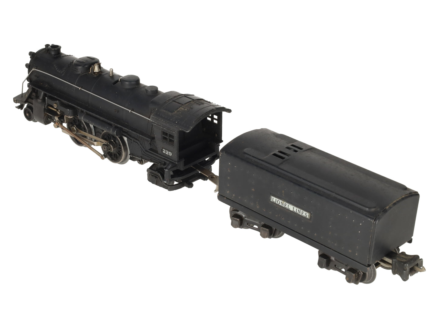 Lionel 229 Vintage O Gauge Prewar Gunmetal Grey 2-4-2 Steam Locomotive w/ Tender VG