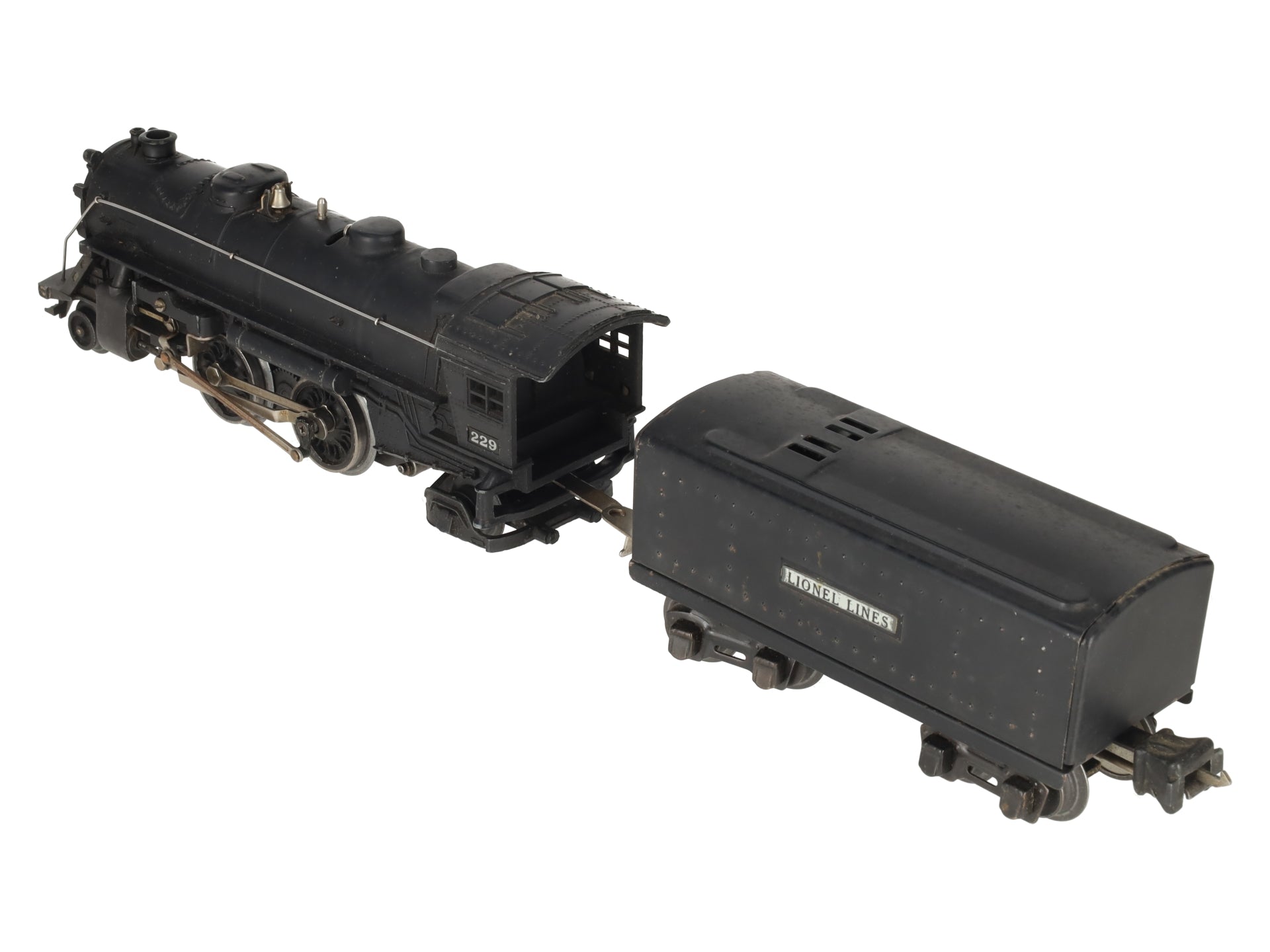 Lionel 229 Vintage O Gauge Prewar Gunmetal Grey 2-4-2 Steam Locomotive w/ Tender VG