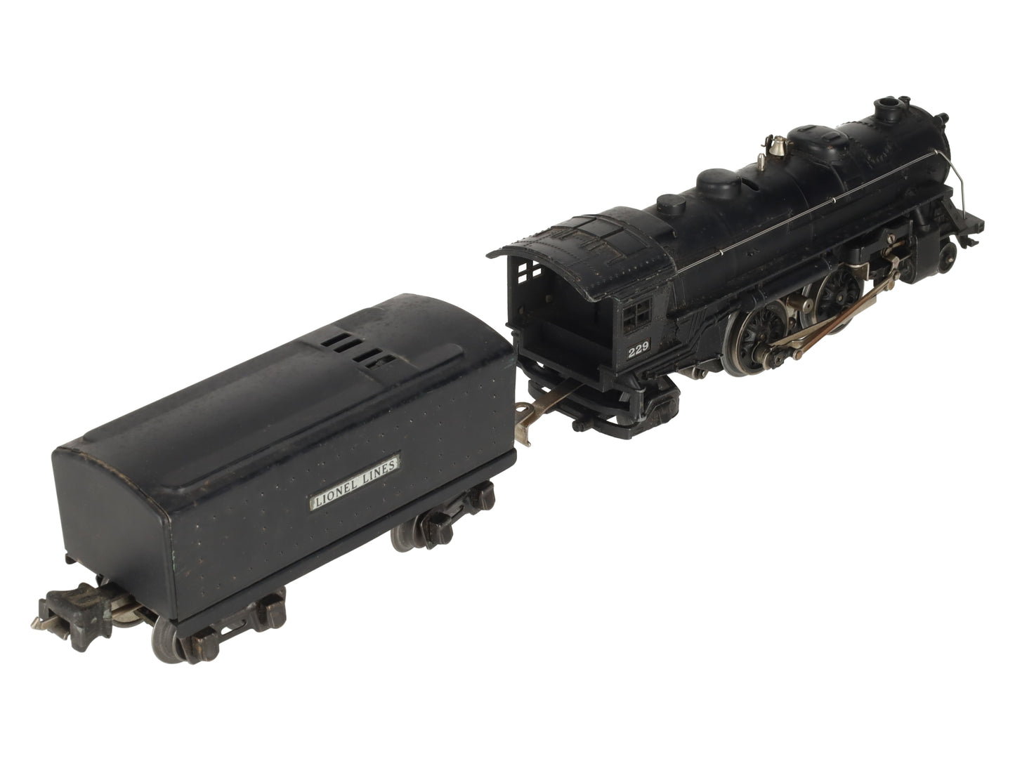 Lionel 229 Vintage O Gauge Prewar Gunmetal Grey 2-4-2 Steam Locomotive w/ Tender VG