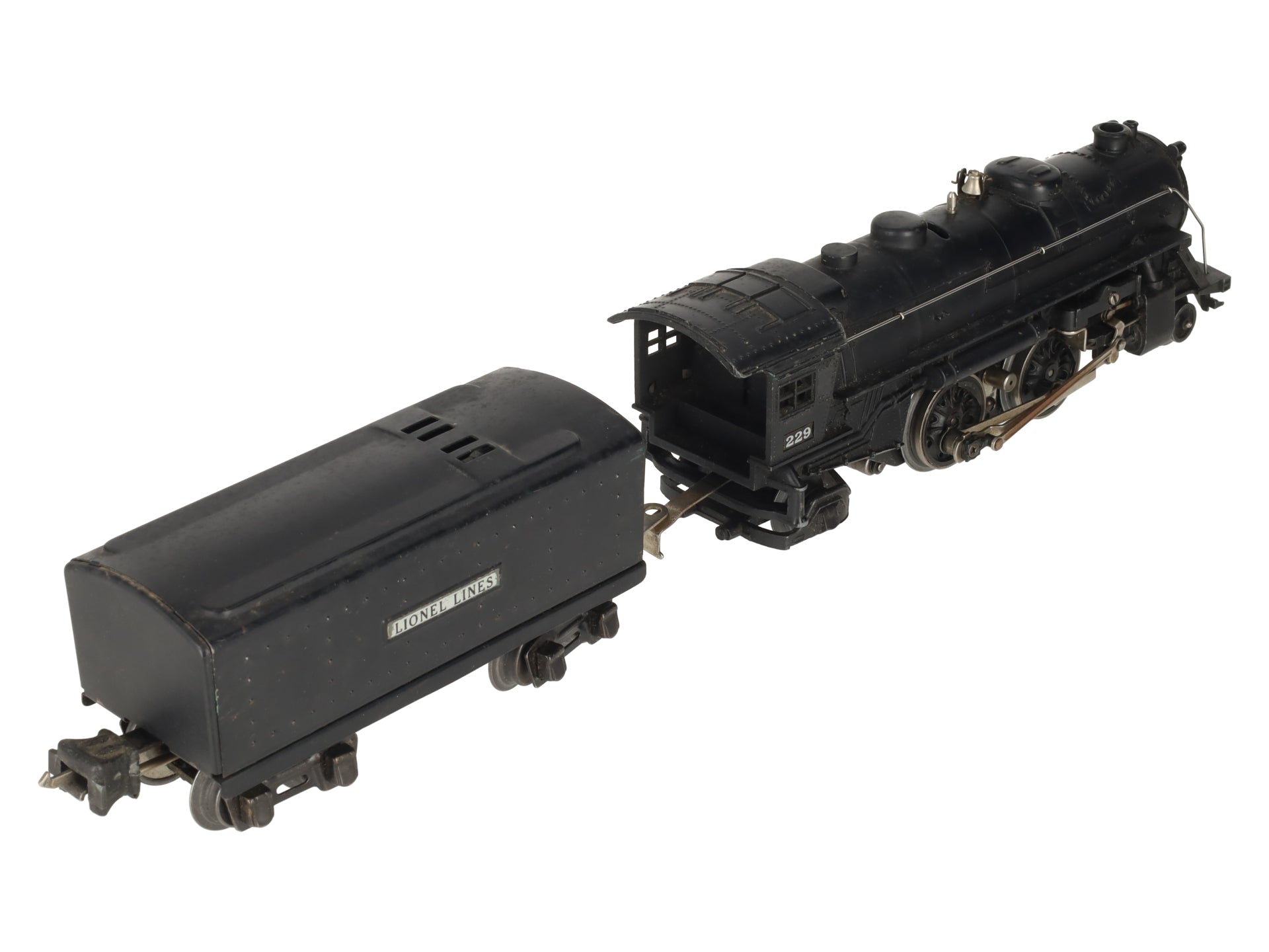 Lionel 229 Vintage O Gauge Prewar Gunmetal Grey 2-4-2 Steam Locomotive w/ Tender VG
