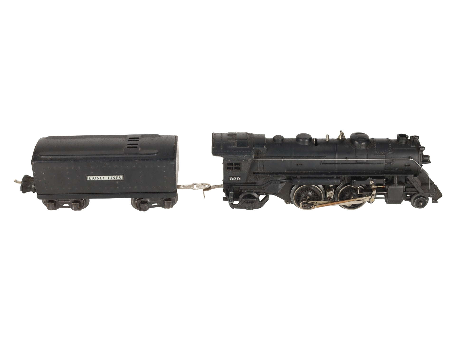 Lionel 229 Vintage O Gauge Prewar Gunmetal Grey 2-4-2 Steam Locomotive w/ Tender VG