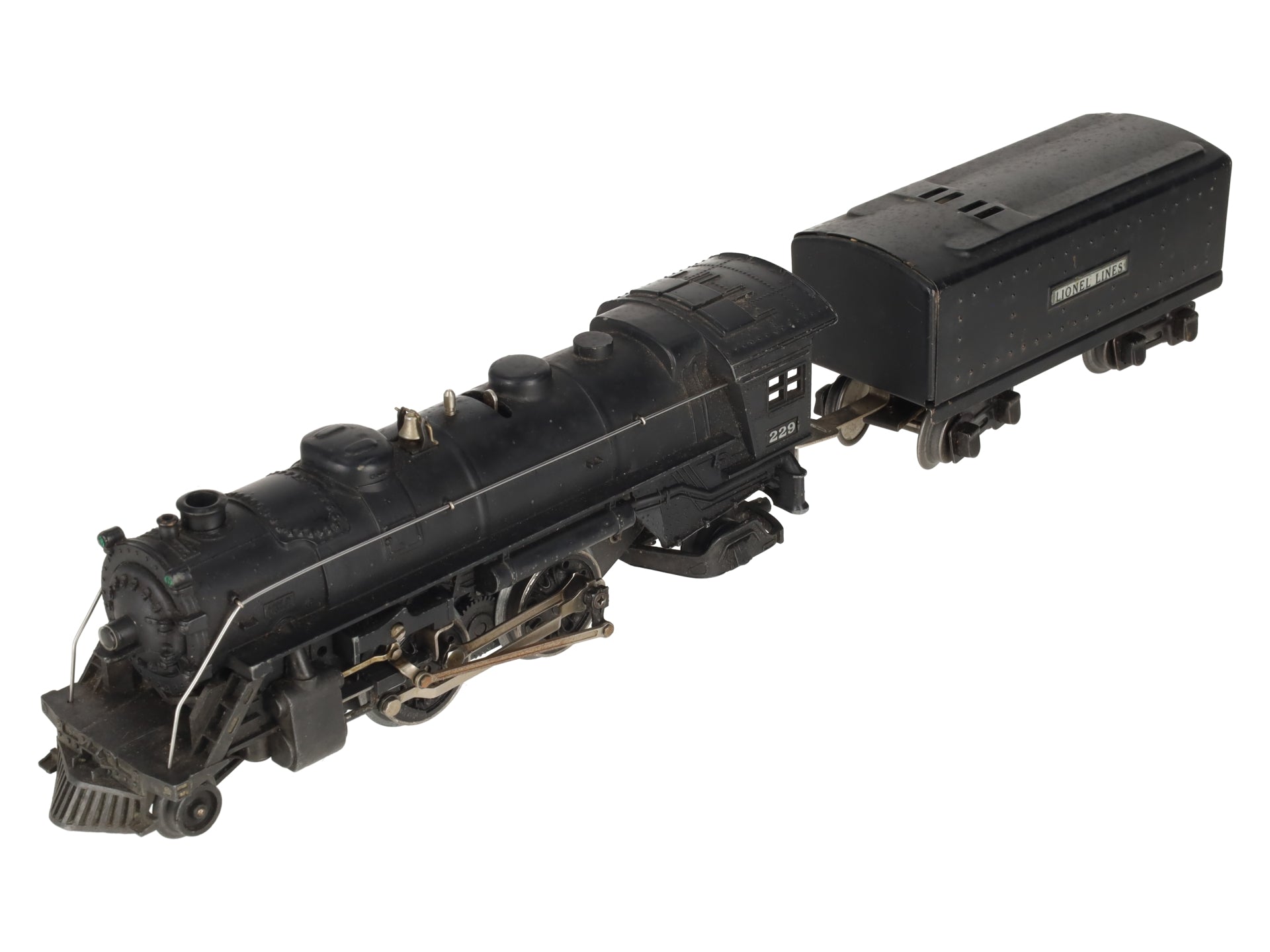 Lionel 229 Vintage O Gauge Prewar Gunmetal Grey 2-4-2 Steam Locomotive w/ Tender VG