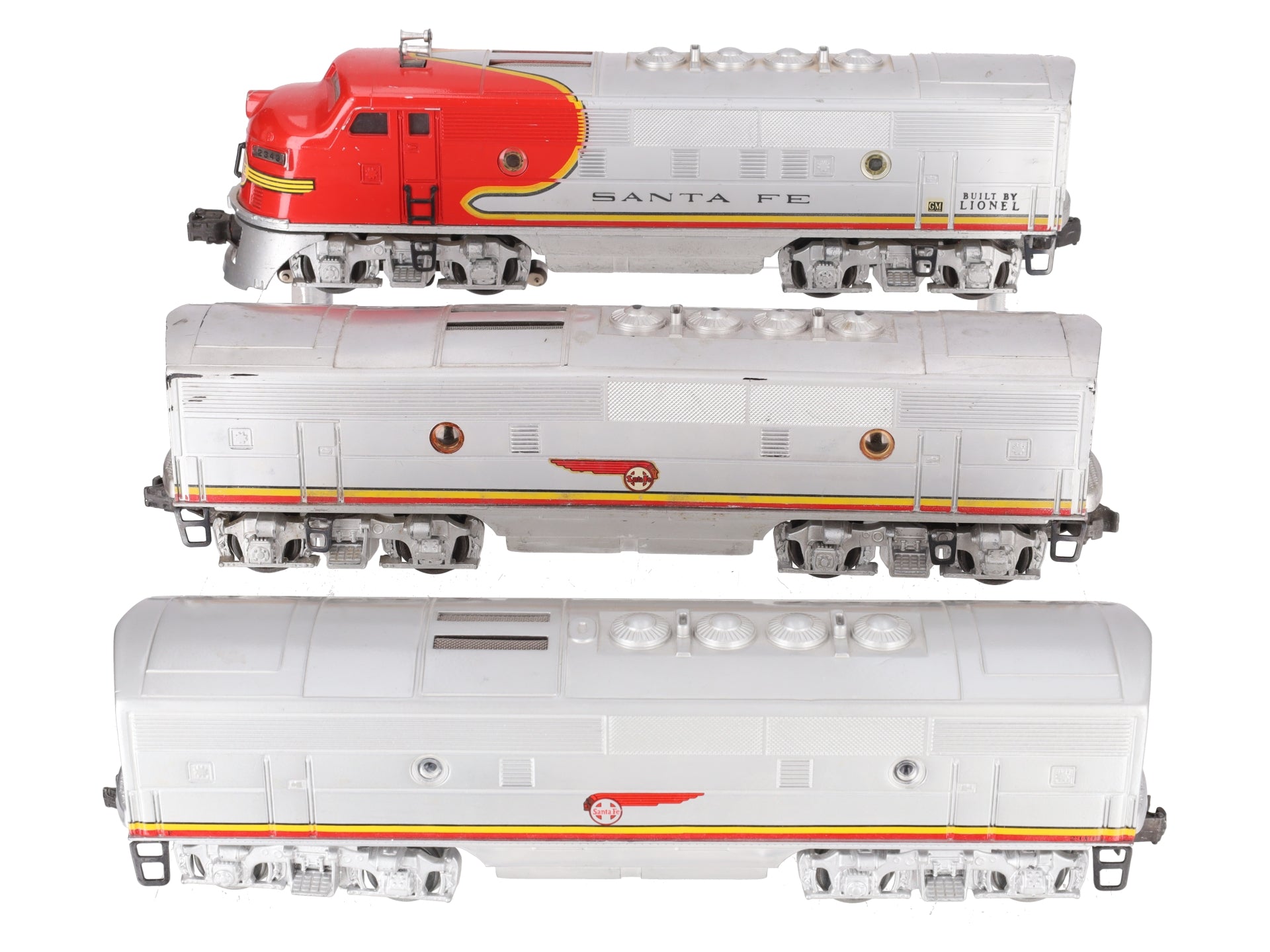 Lionel 2343 Vintage O Santa Fe F3 ABB Dummy Diesel Locomotive Set VG