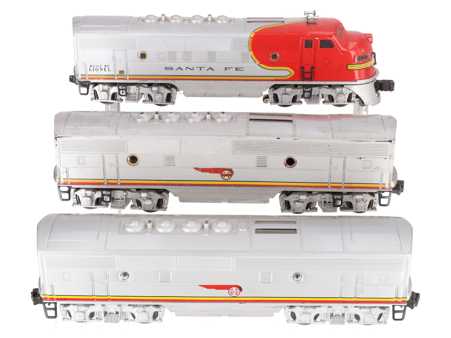 Lionel 2343 Vintage O Santa Fe F3 ABB Dummy Diesel Locomotive Set VG