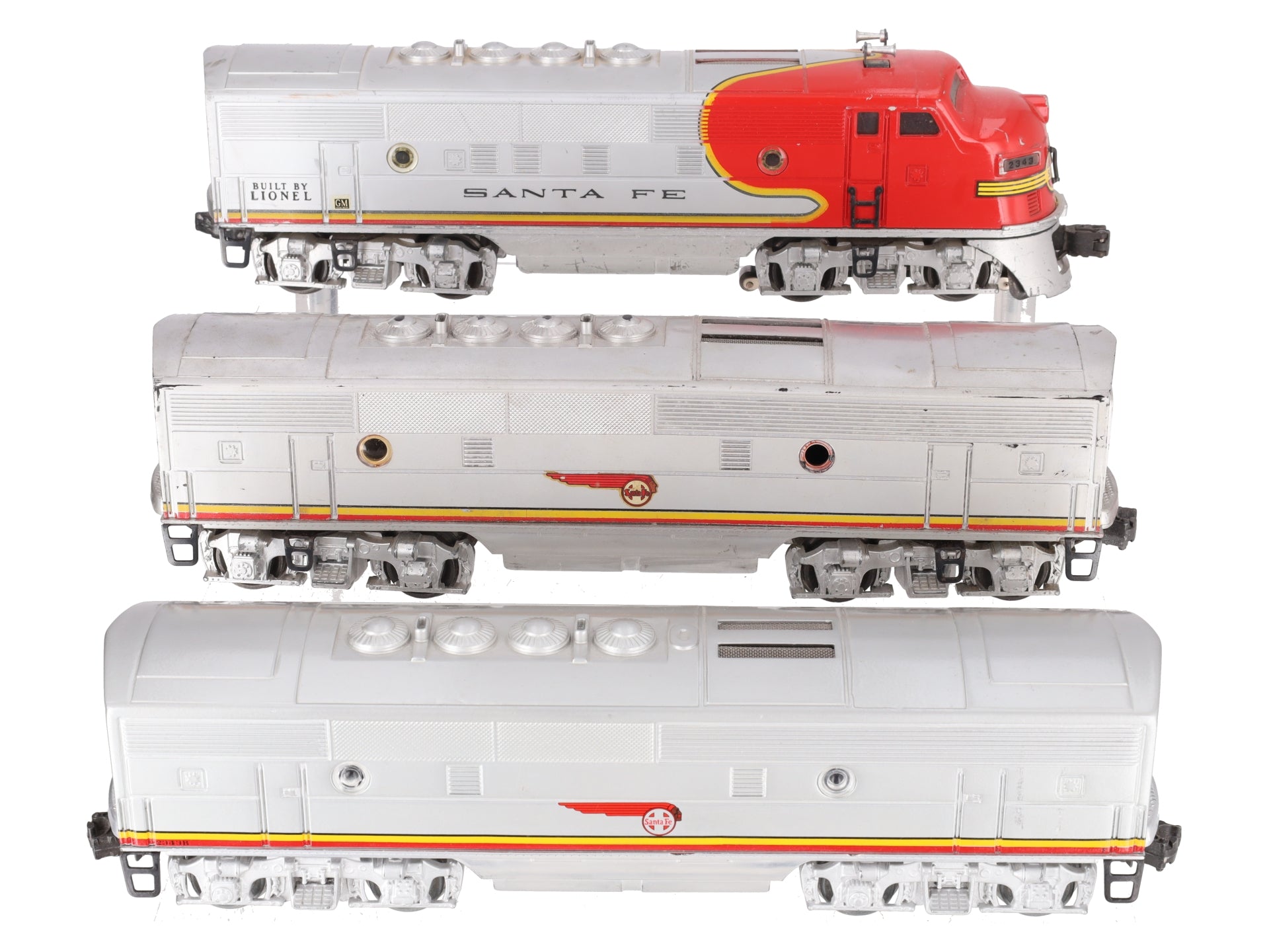 Lionel 2343 Vintage O Santa Fe F3 ABB Dummy Diesel Locomotive Set VG