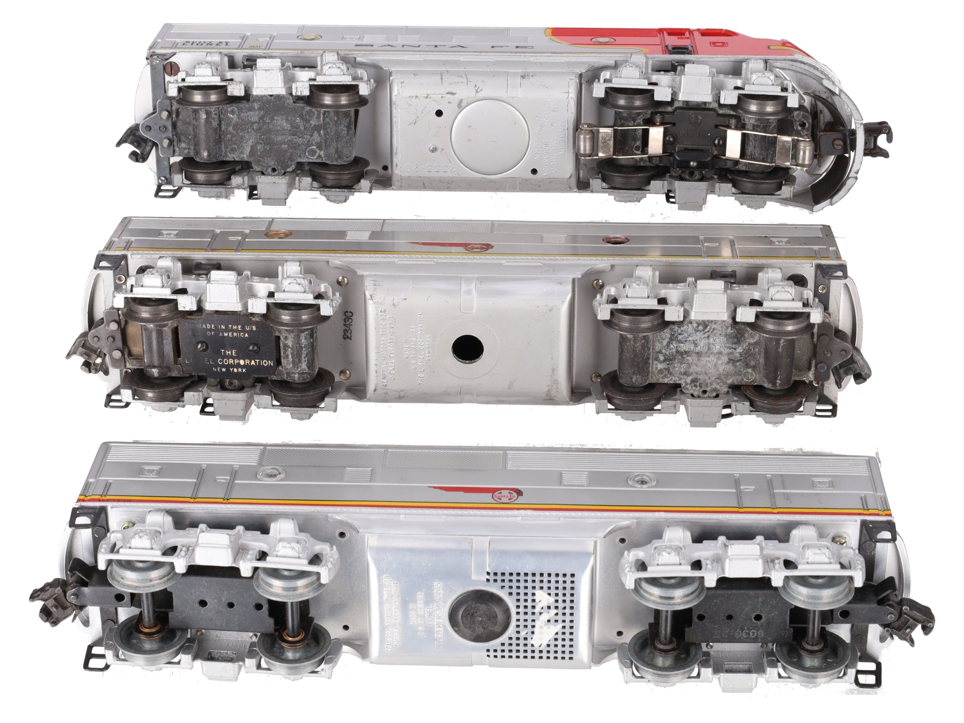 Lionel 2343 Vintage O Santa Fe F3 ABB Dummy Diesel Locomotive Set VG