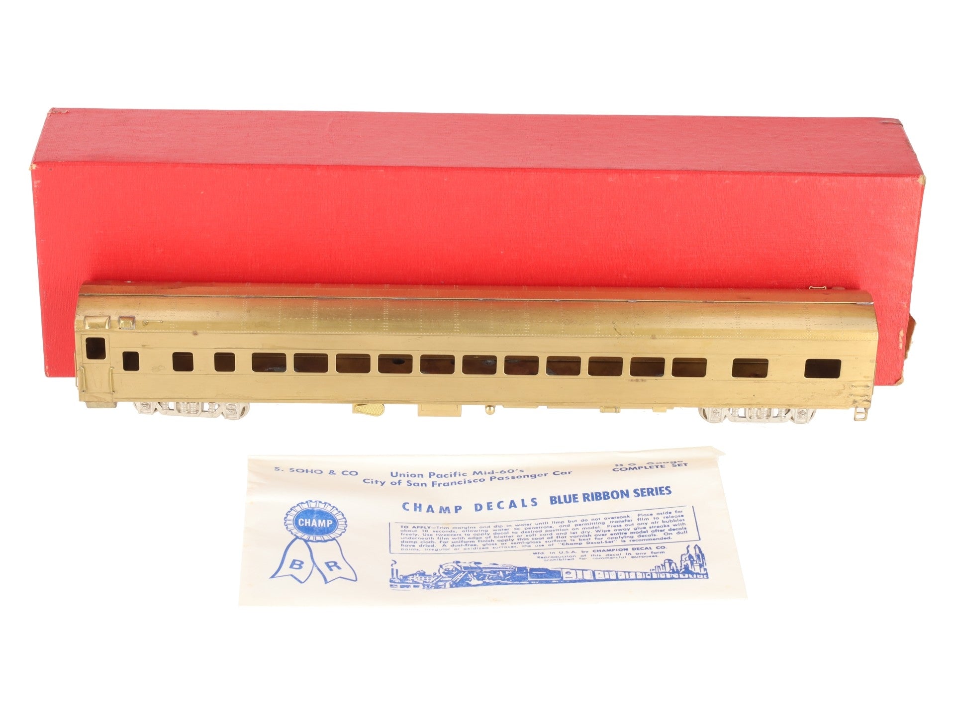 S. Soho & Co. 0457 HO Scale BRASS Union Pacific Coach Car #5543- Unpainted EX/Box