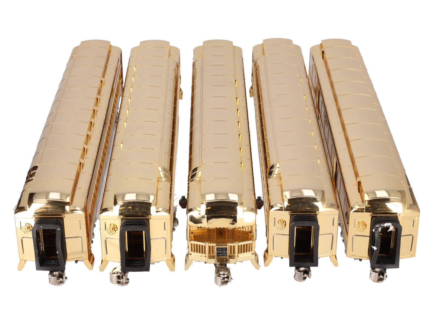 MTH 20-4029 O Gauge NYC Gold Plated 70' Madison Passenger Car Set EX