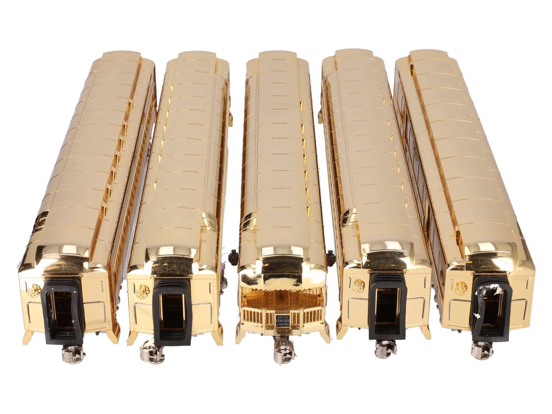 MTH 20-4029 O Gauge NYC Gold Plated 70' Madison Passenger Car Set EX