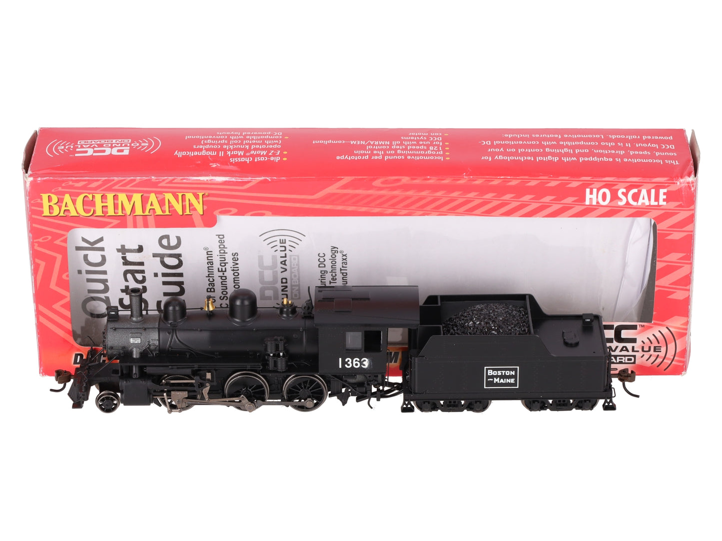 Bachmann 51811 HO Scale Boston & Maine Alco 2-6-0 Steam Loco w/Sound & DCC #1363 EX/Box