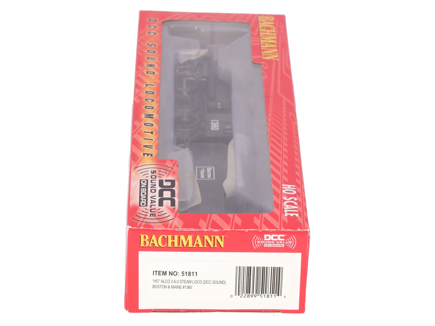 Bachmann 51811 HO Scale Boston & Maine Alco 2-6-0 Steam Loco w/Sound & DCC #1360 EX/Box