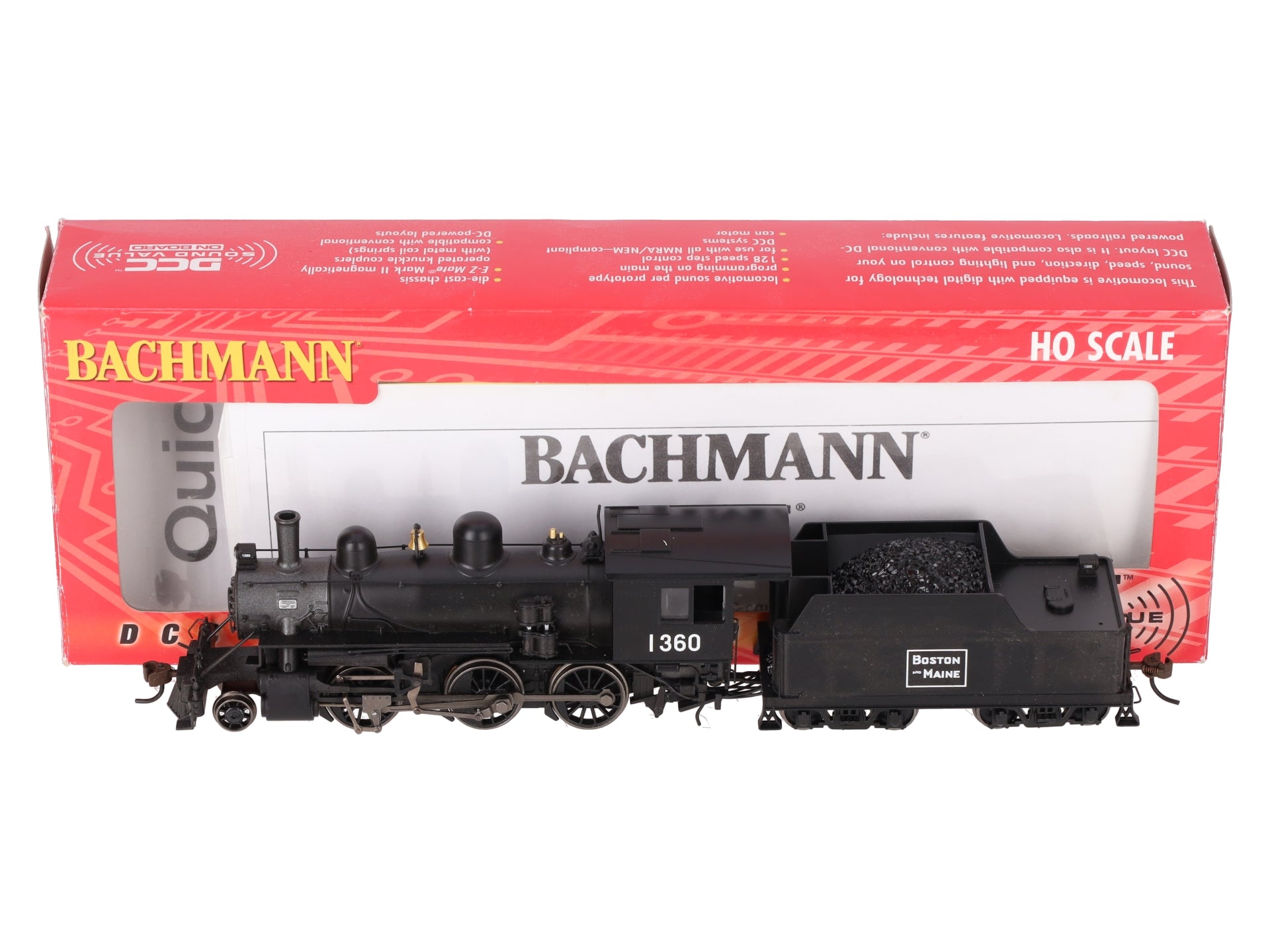 Bachmann 51811 HO Scale Boston & Maine Alco 2-6-0 Steam Loco w/Sound & DCC #1360 EX/Box