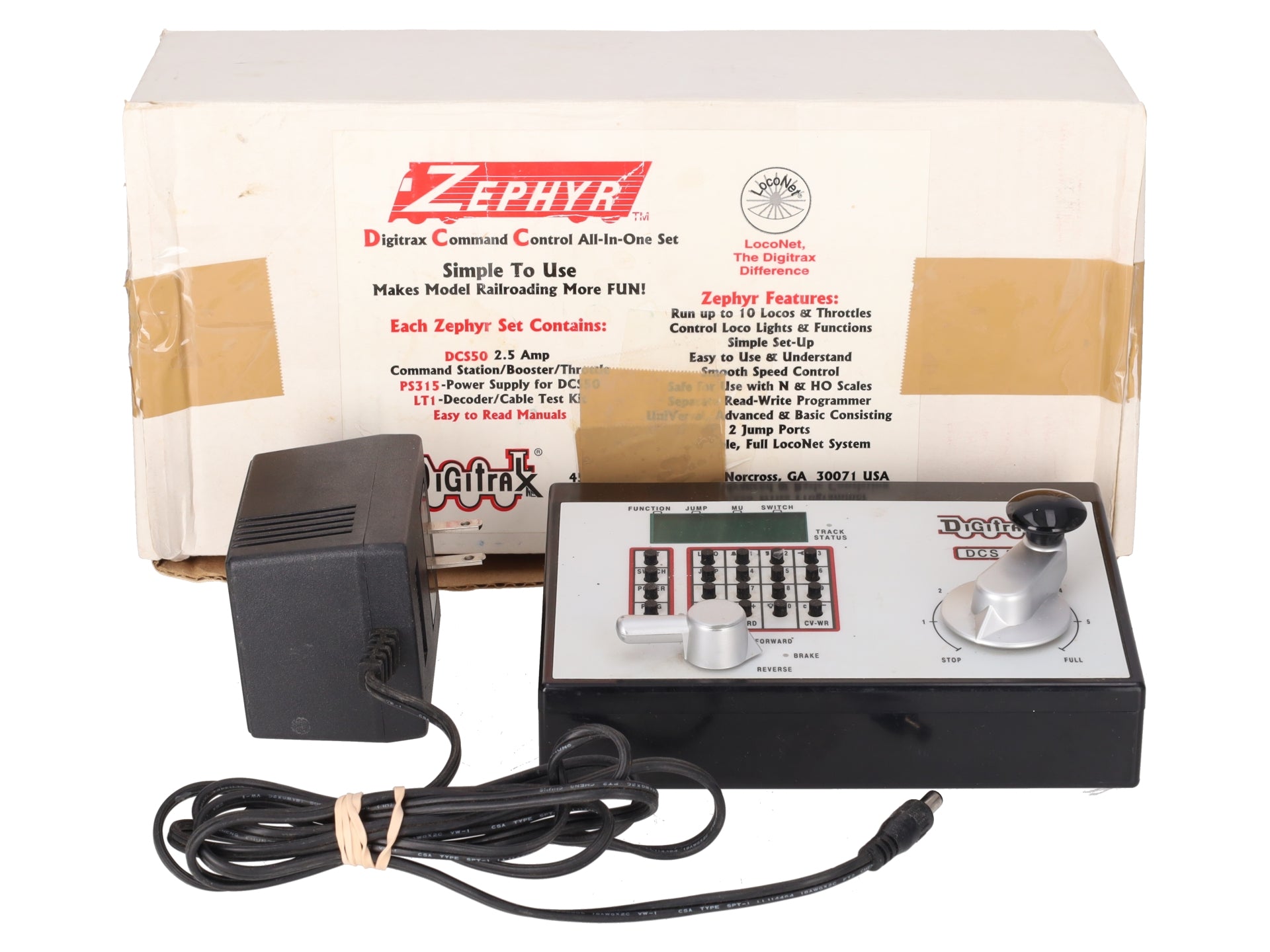 Digitrax DCS50 HO Scale Zephyr Command Starter Set (No Decoder Tester/LT1 Cable) VG/Box