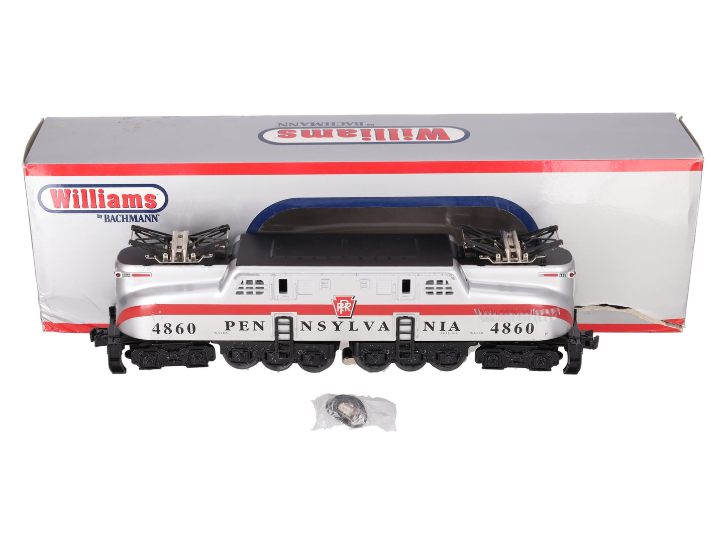 Williams 41703 O PRR Silver 1-Stripe GG-1 Electric Loco w/Horn & Bell #4860 EX/Box