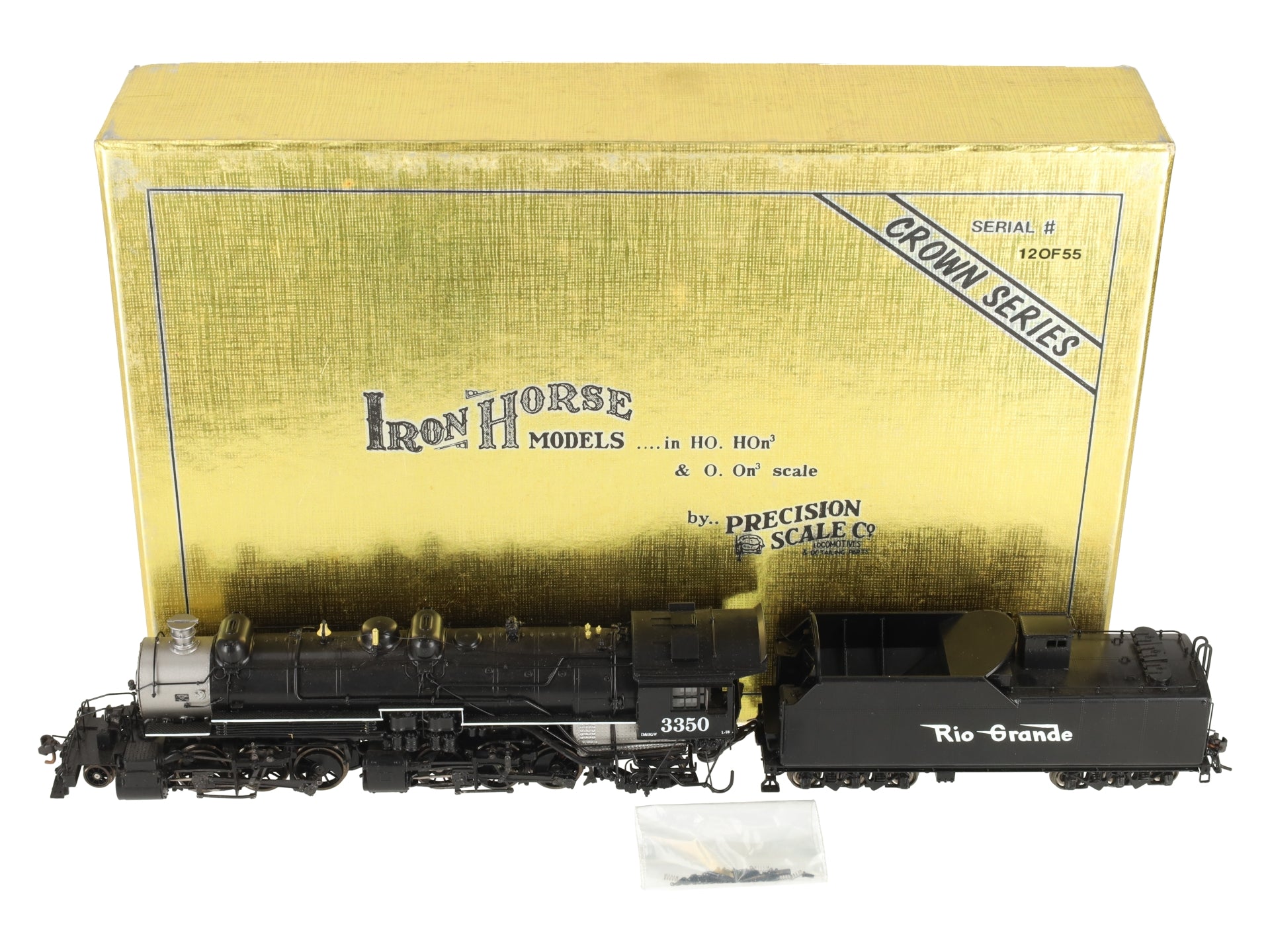 Precision Scale Co. 16104-1 HO BRASS DRGW L-76 Steam Loco & Tender #3350 - F/P LN/Box