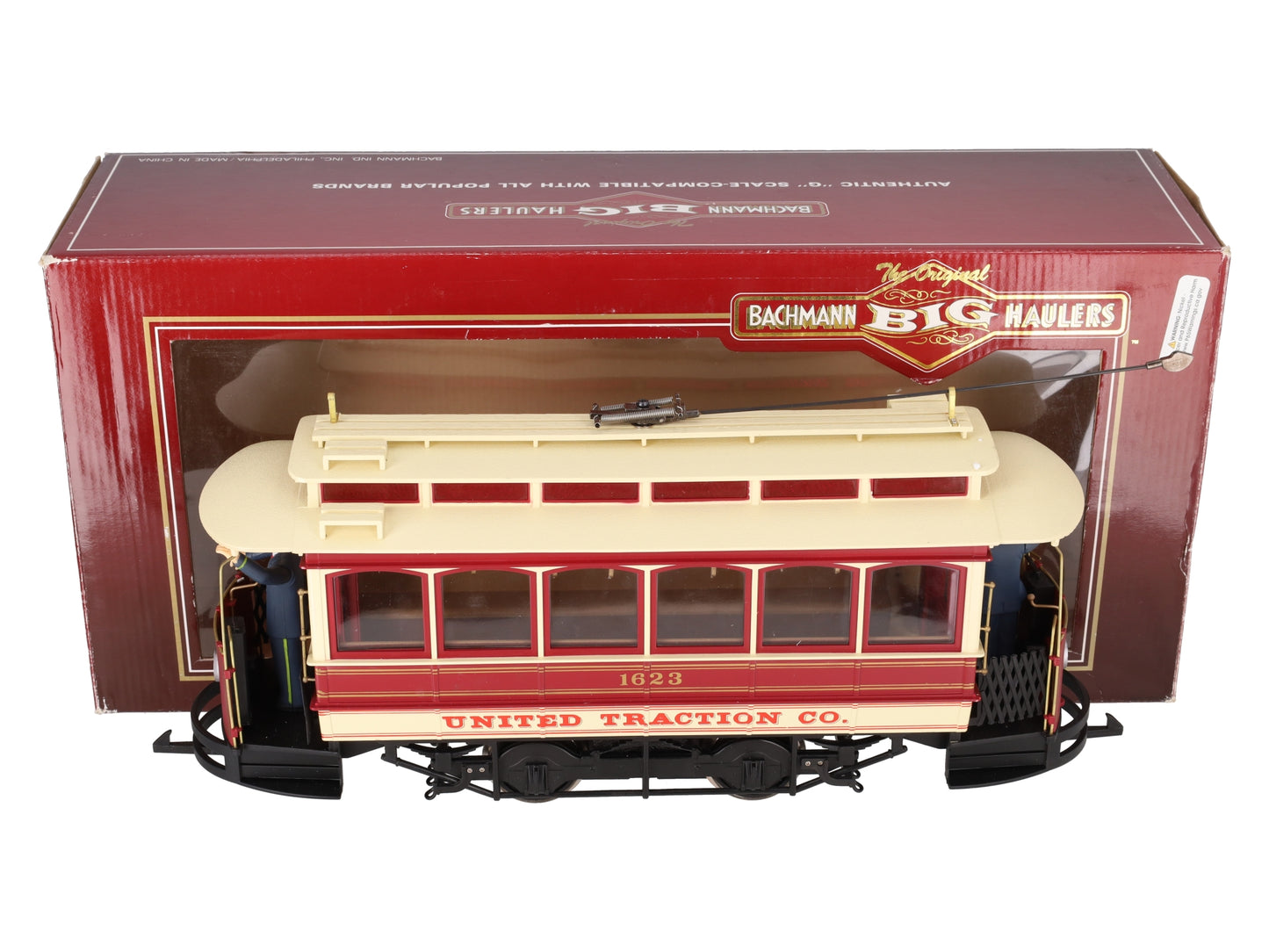 Bachmann 93939 G Scale Closed Street Car United Traction - w/ Metal Wheels #1623 EX/Box