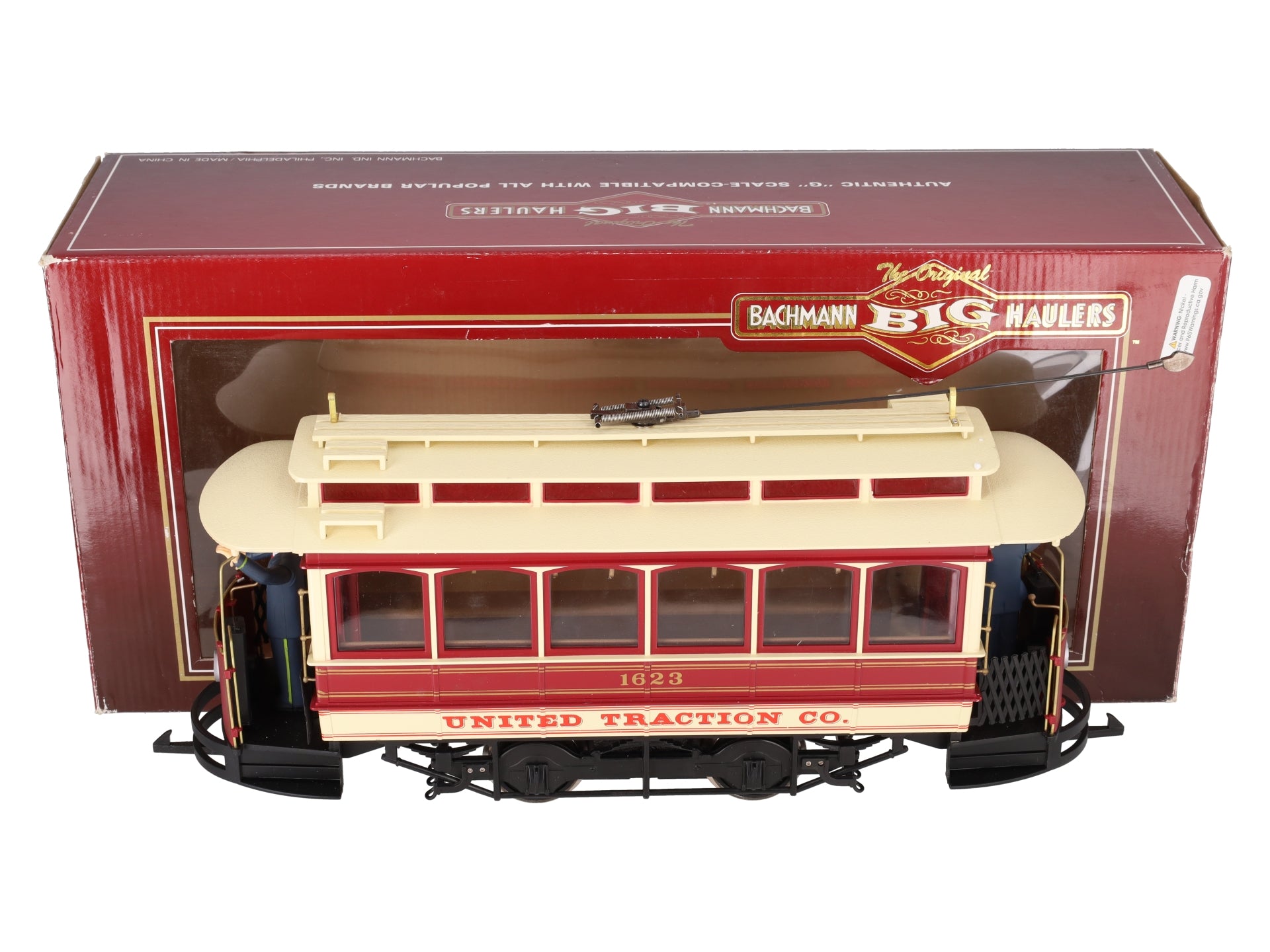 Bachmann 93939 G Scale Closed Street Car United Traction - w/ Metal Wheels #1623 EX/Box