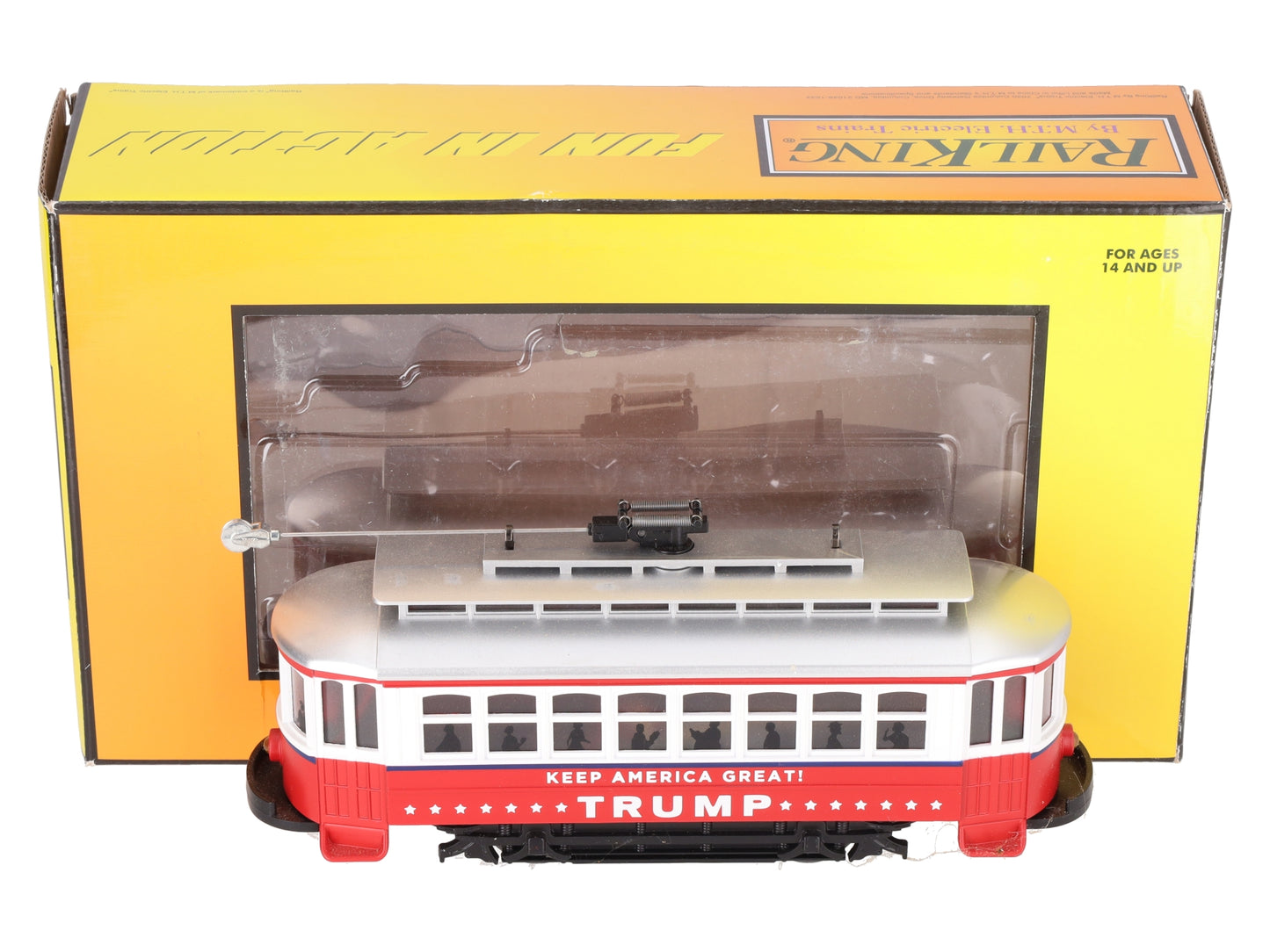 MTH 30-5197 Donald J. Trump RailKing Bump-n-Go Trolley EX/Box