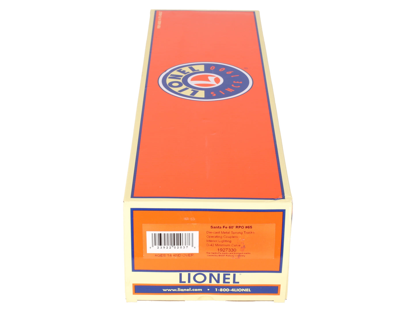 Lionel 1927330 O Gauge Santa Fe 60' RPO Passenger Car #65 EX/Box
