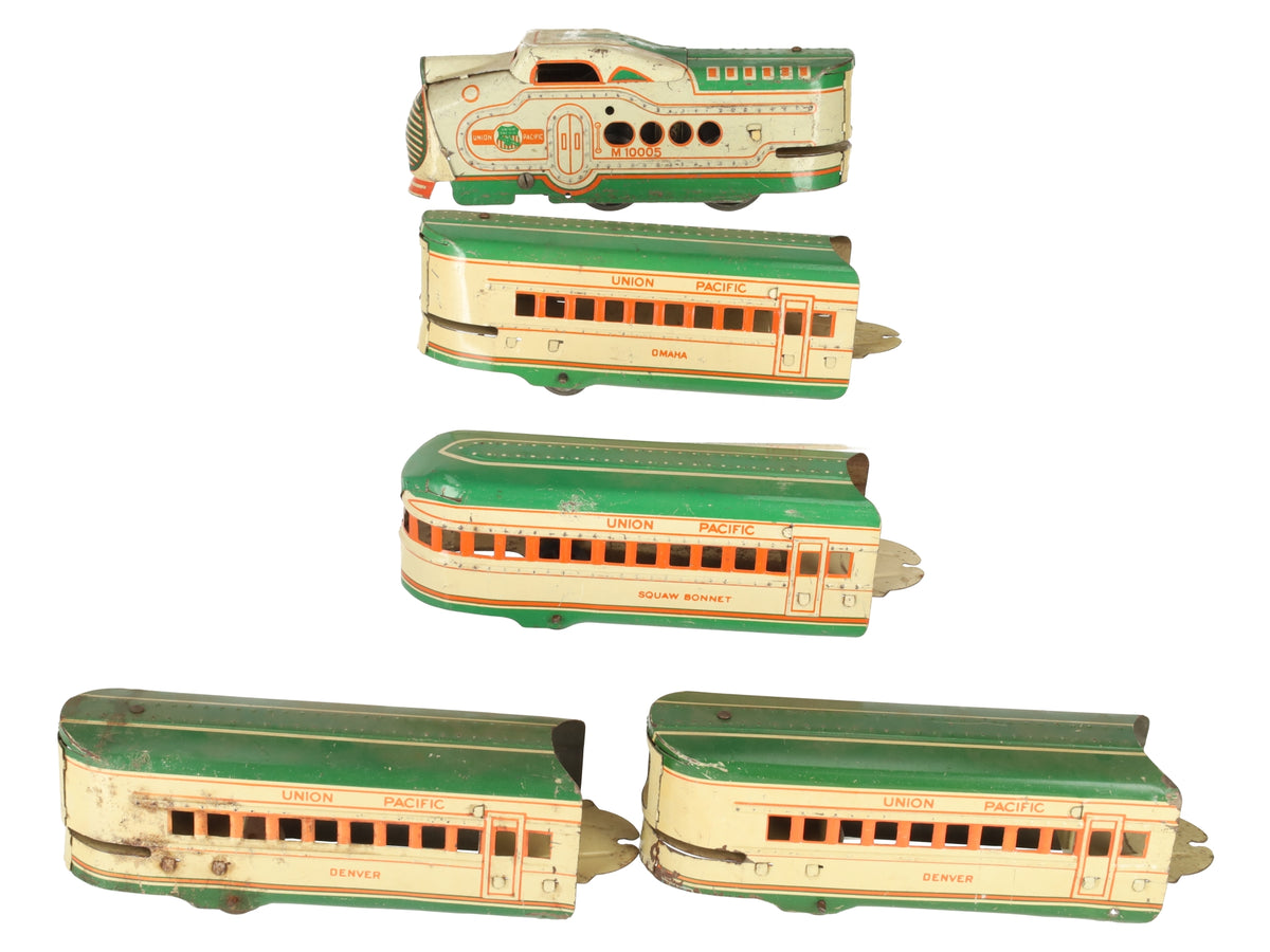 Marx 10005 Vintage O Gauge UP Streamliner Lithographed Diesel Passenger Set VG