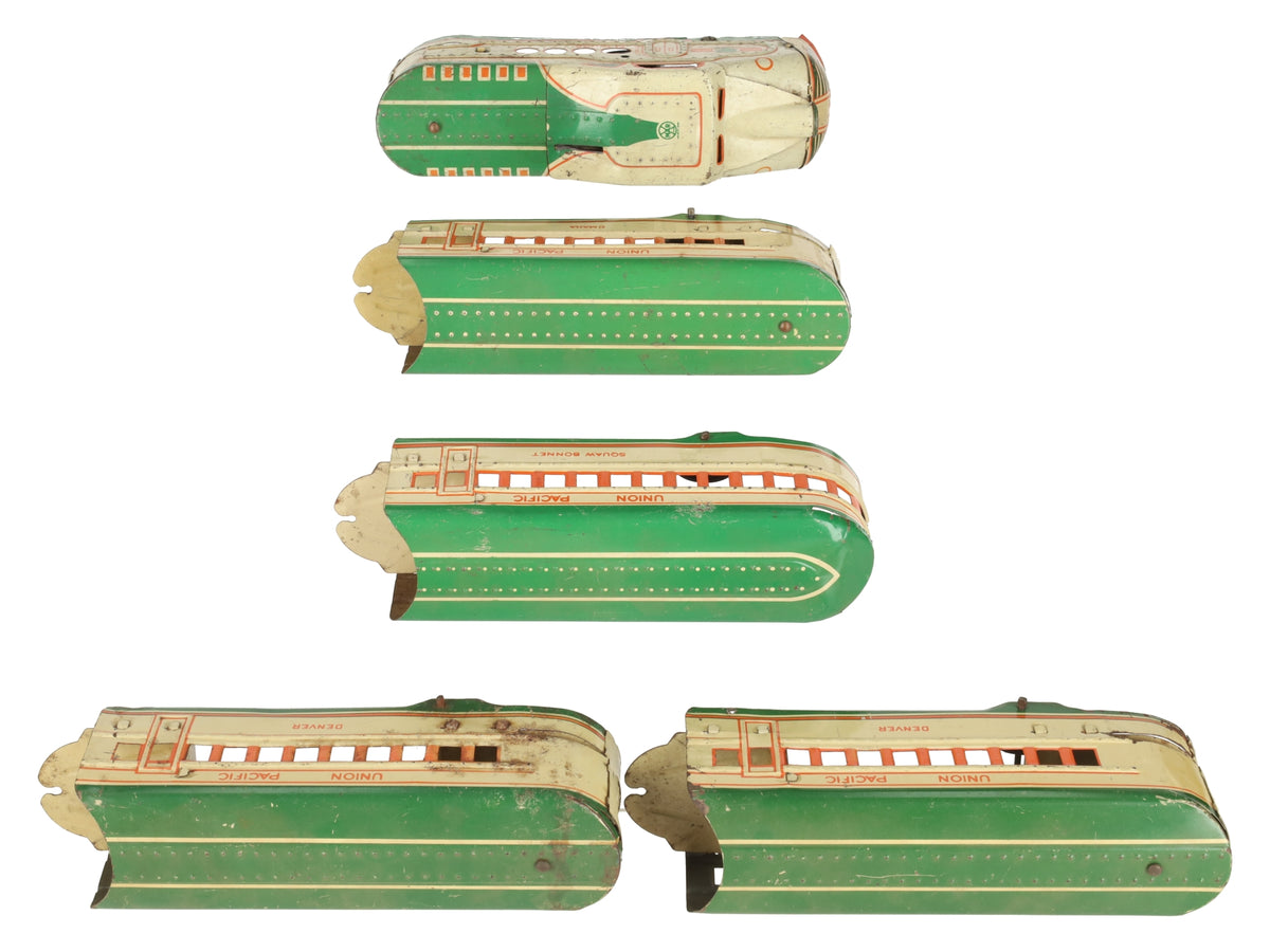 Marx 10005 Vintage O Gauge UP Streamliner Lithographed Diesel Passenger Set VG
