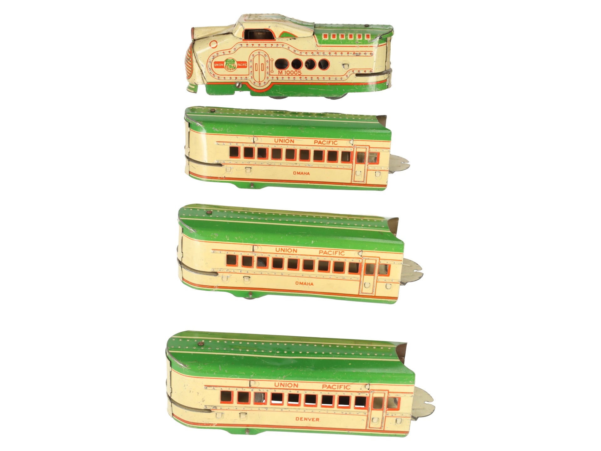 Marx 10005 Vintage O Gauge UP Streamliner Lithographed Diesel Passenger Set VG