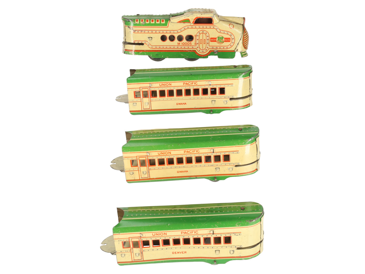 Marx 10005 Vintage O Gauge UP Streamliner Lithographed Diesel Passenger Set VG