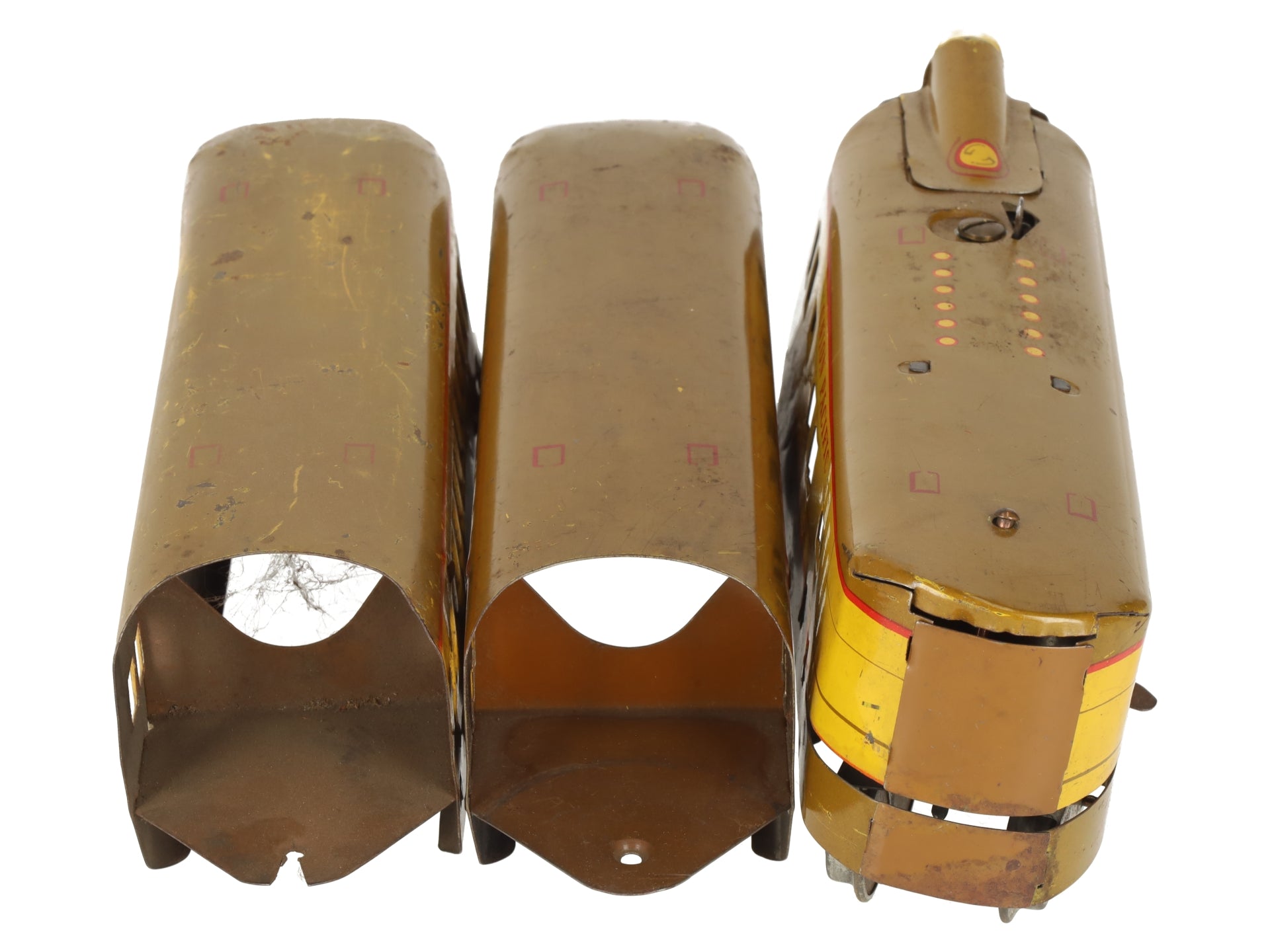 Marx M-10000 Vintage O UP Yellow/Brown Diesel Streamliner Set w/2 Passenger Cars VG