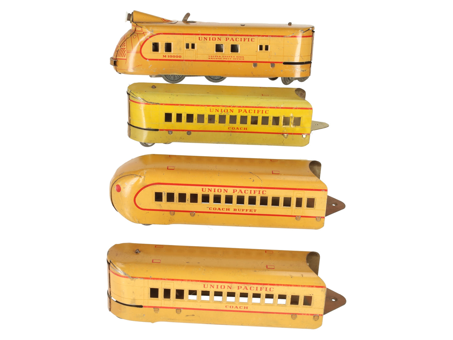Marx M10000 Vintage O UP Yellow Multi Piece Wind-Up Streamline Set VG