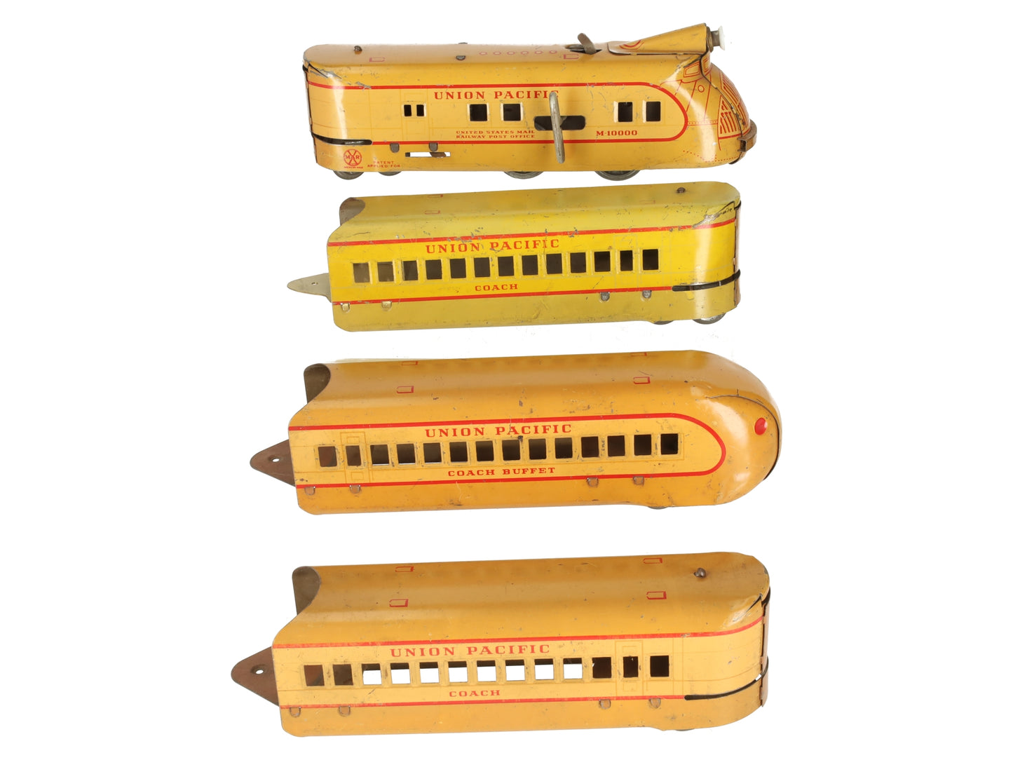 Marx M10000 Vintage O UP Yellow Multi Piece Wind-Up Streamline Set VG