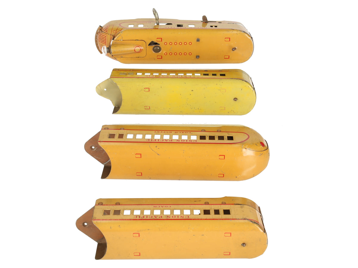 Marx M10000 Vintage O UP Yellow Multi Piece Wind-Up Streamline Set VG