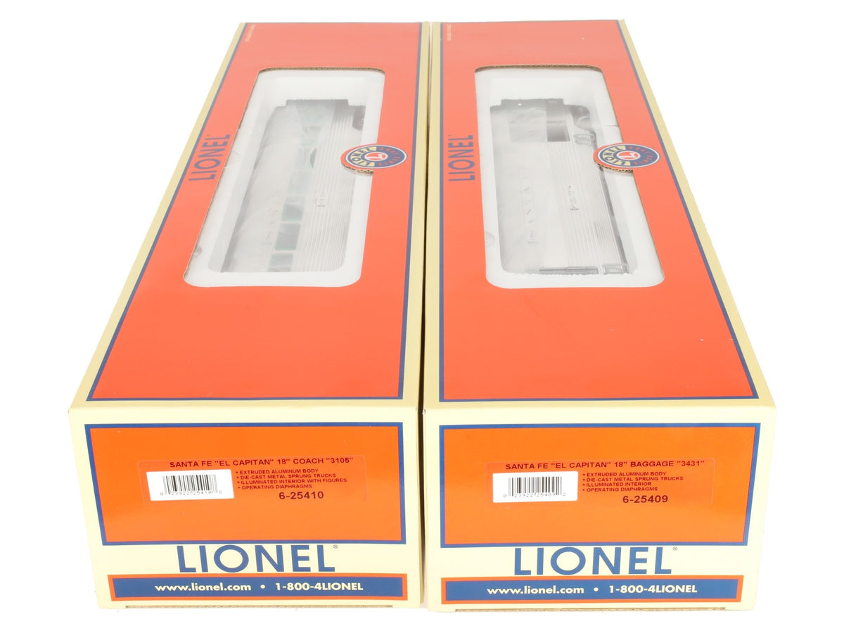 Lionel 6-25408 O Gauge Santa Fe El Capitan Aluminum Passenger Set EX/Box