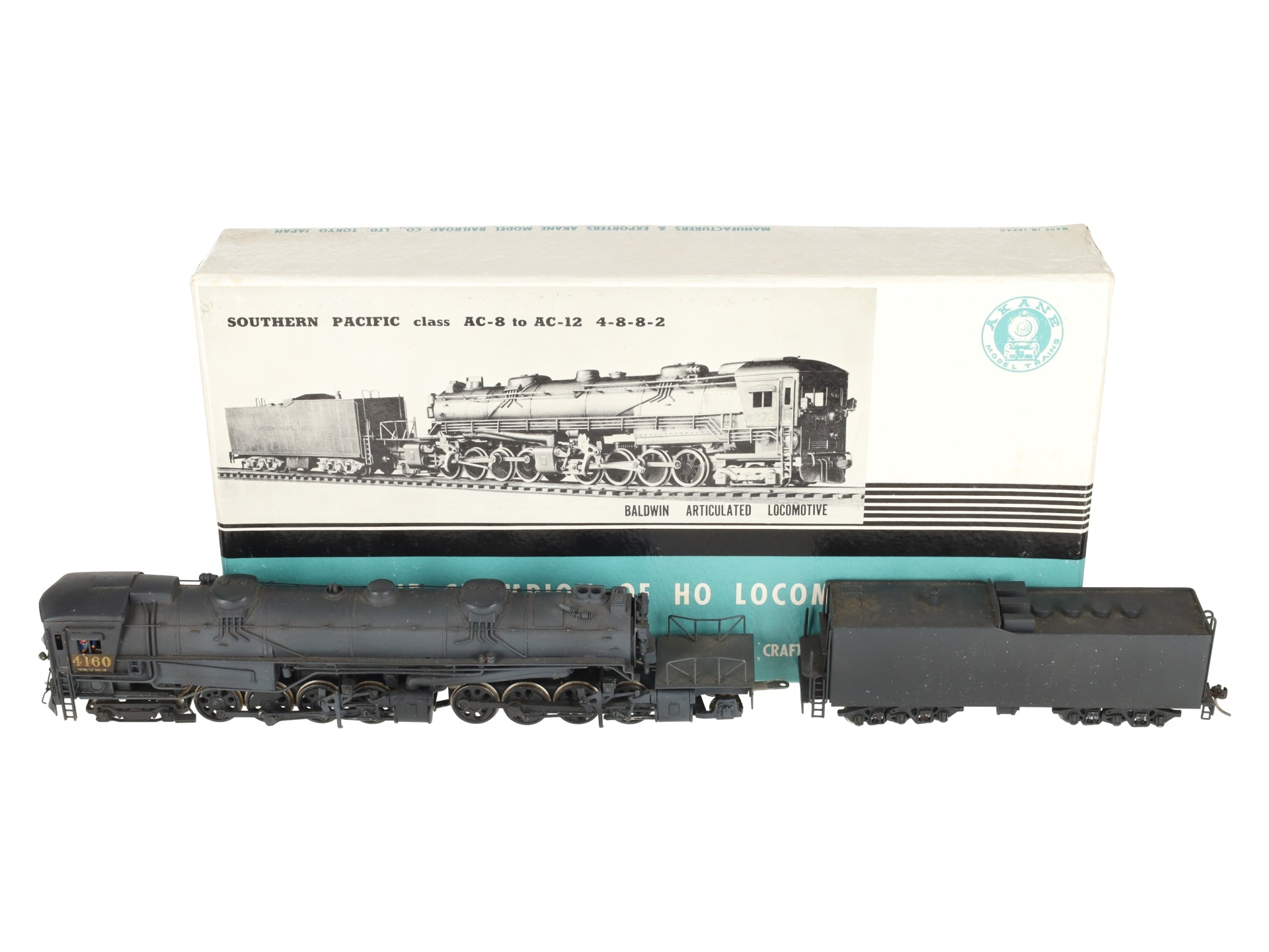 Akane HO BRASS SP 4-8-8-2 Cab Forward Steam Locomotive & Tender #4160 - Painted/Box