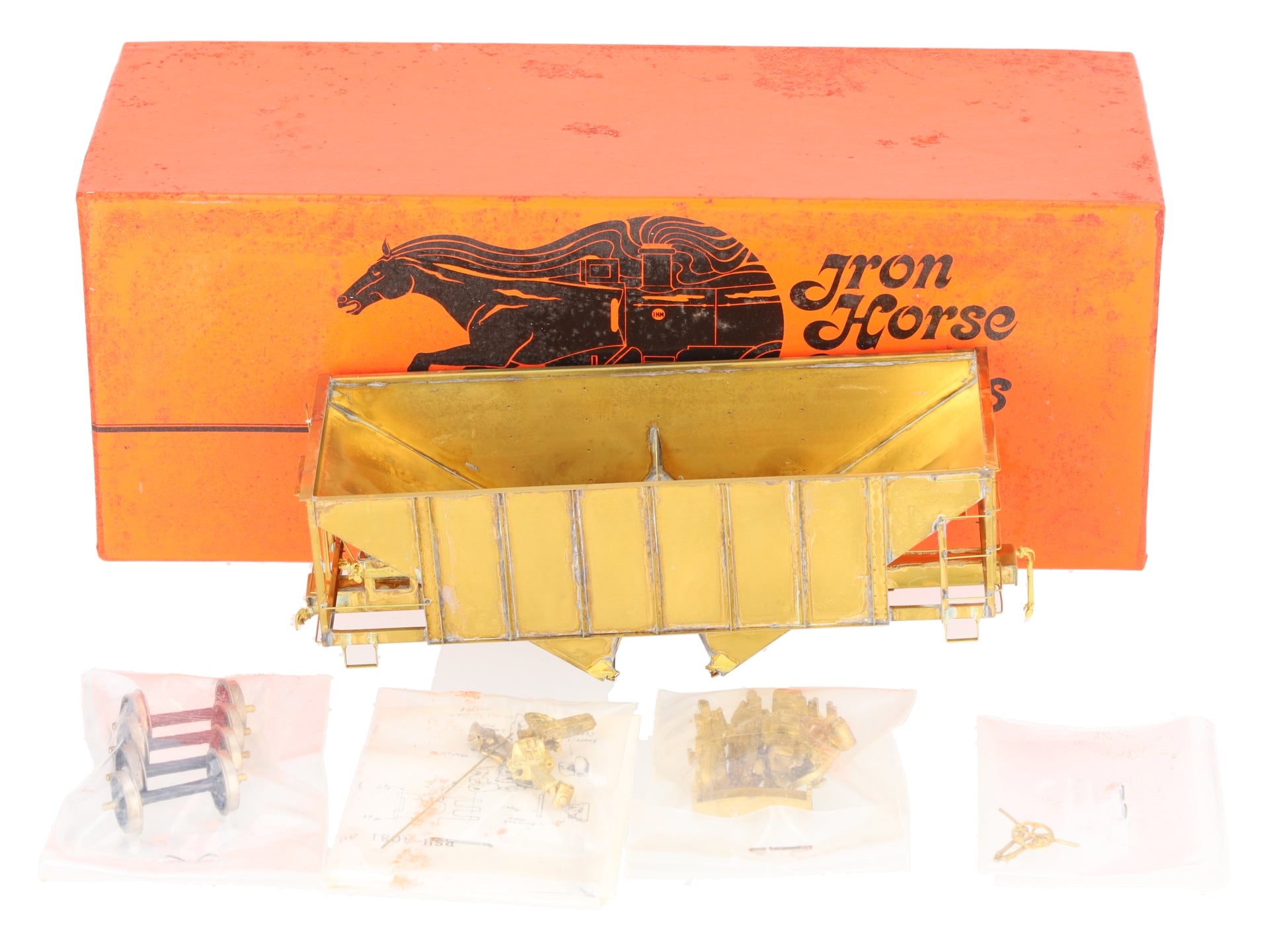 Iron Horse On3 Scale BRASS East Broadtop 2- Bay Oar Hopper Car- Unpainted EX/Box