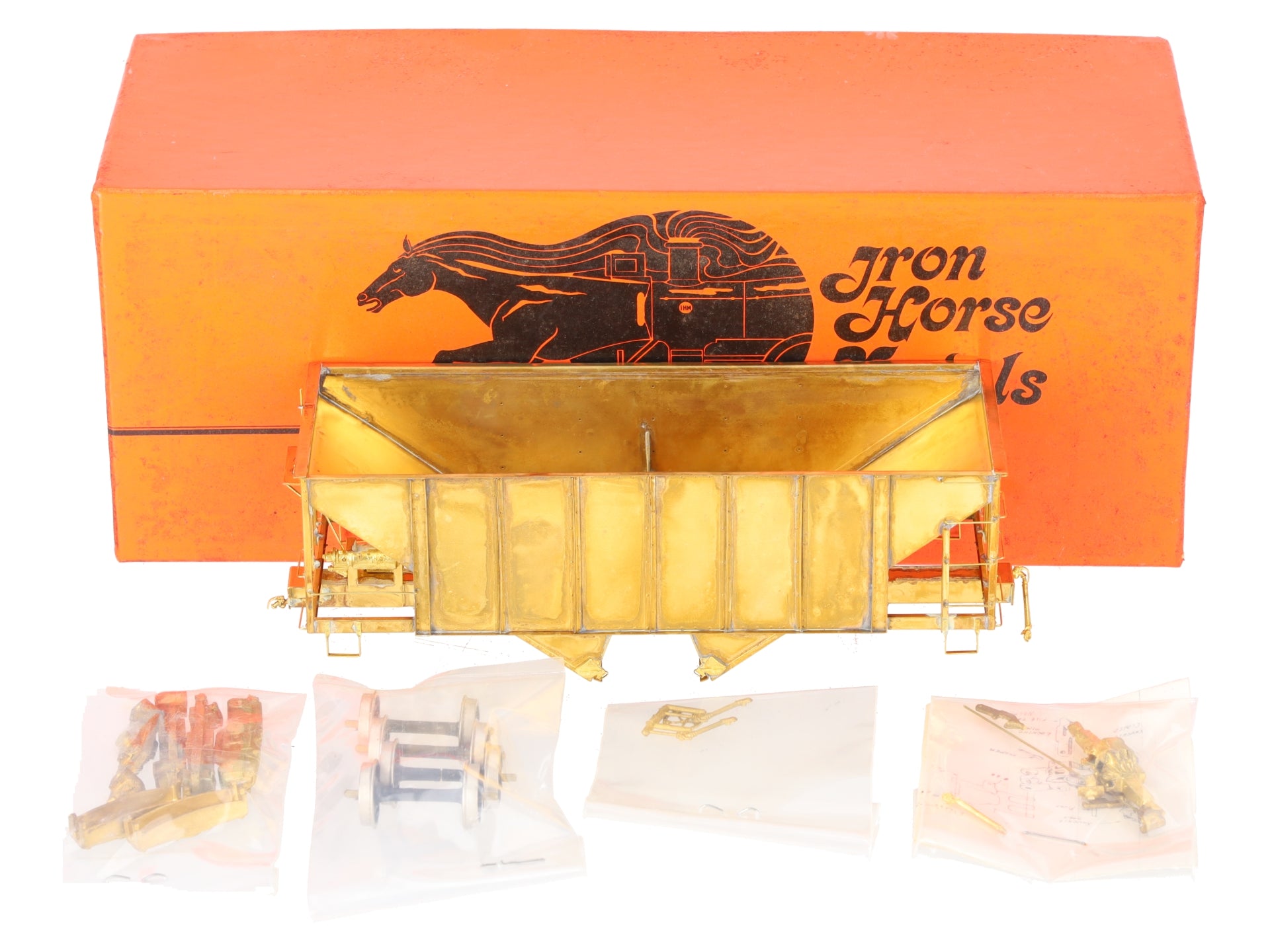 Iron Horse On3 Scale BRASS East Broadtop 2- Bay Oar Hopper Car- Unpainted EX/Box