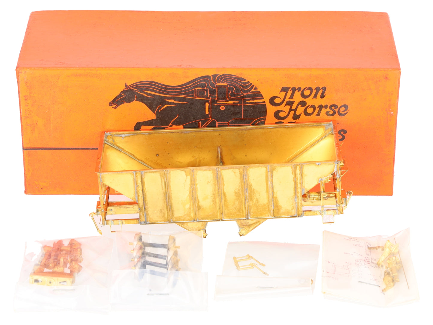 Iron Horse On3 Scale BRASS East Broadtop 2- Bay Oar Hopper Car- Unpainted EX/Box