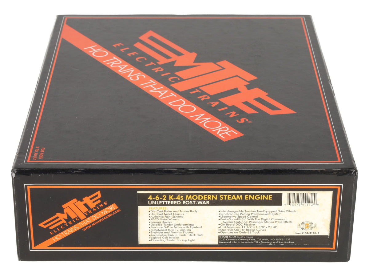 MTH 80-3106-1 HO Unlettered/Uncatalogued 4-6-2 K4s Modern Steam Loco w/PS3 LN/Box