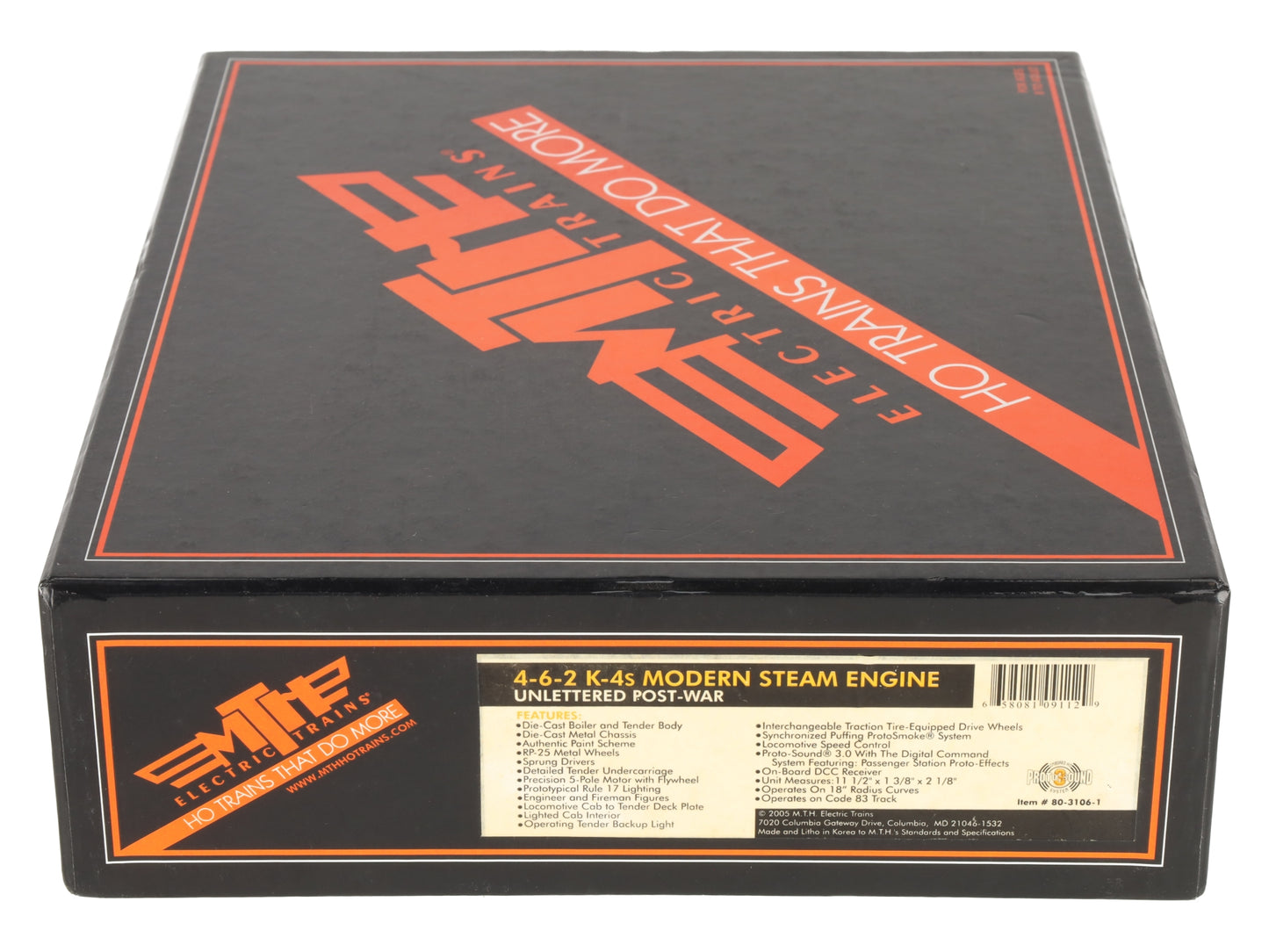 MTH 80-3106-1 HO Unlettered/Uncatalogued 4-6-2 K4s Modern Steam Loco w/PS3 LN/Box