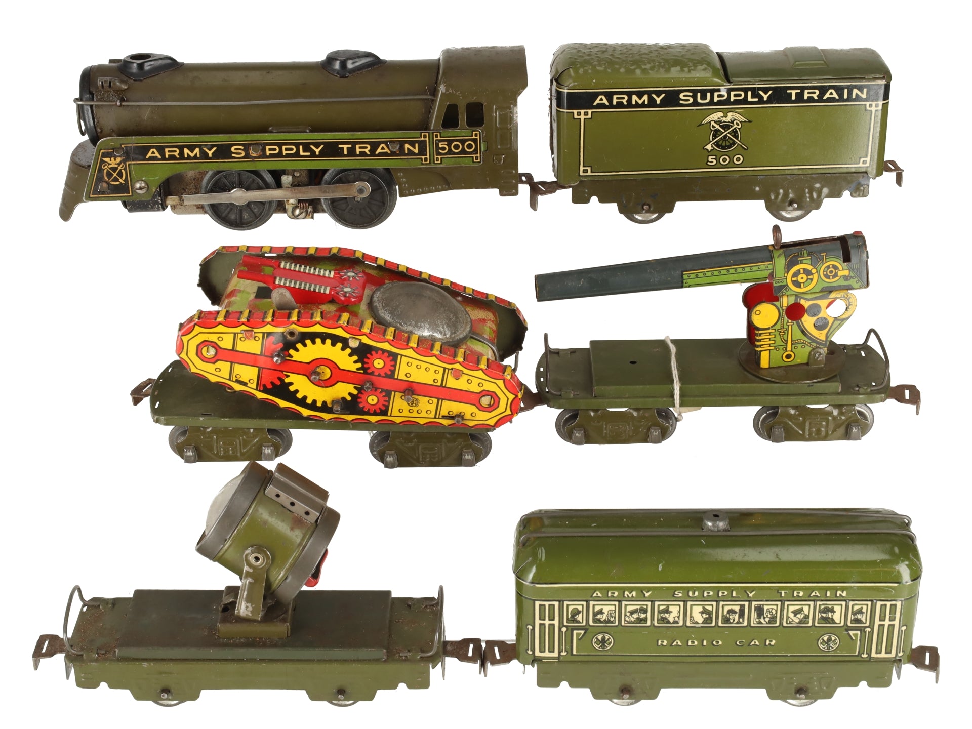 Marx 5926 Vintage O Olive Drab Army Train Set VG