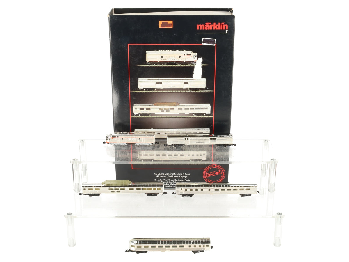 Marklin 8189 Z Scale 50th Anniversary Silver-Plate California Zephyr Train Set EX/Box