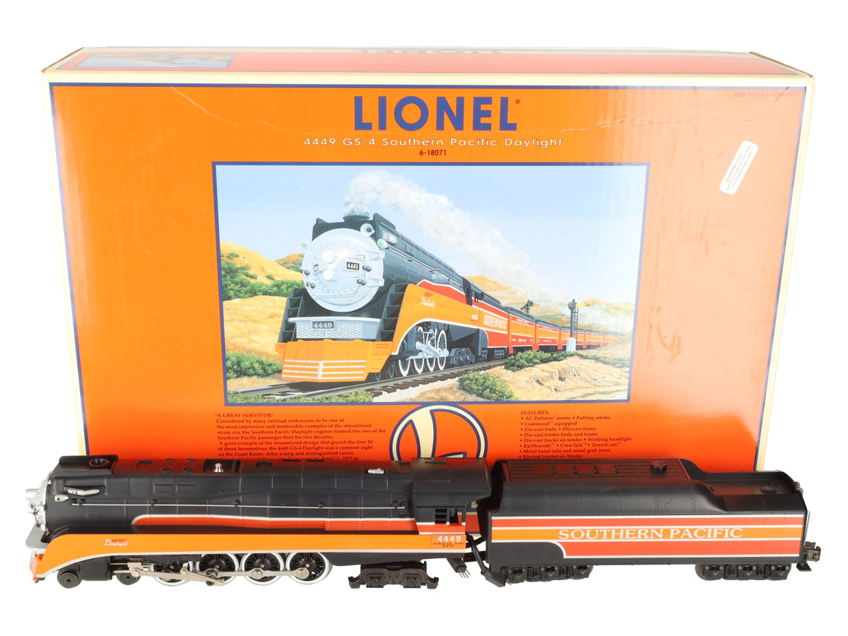 Lionel 6-18071 O Gauge Southern Pacific Daylight Steam Locomotive & Tender #4449 LN/Box
