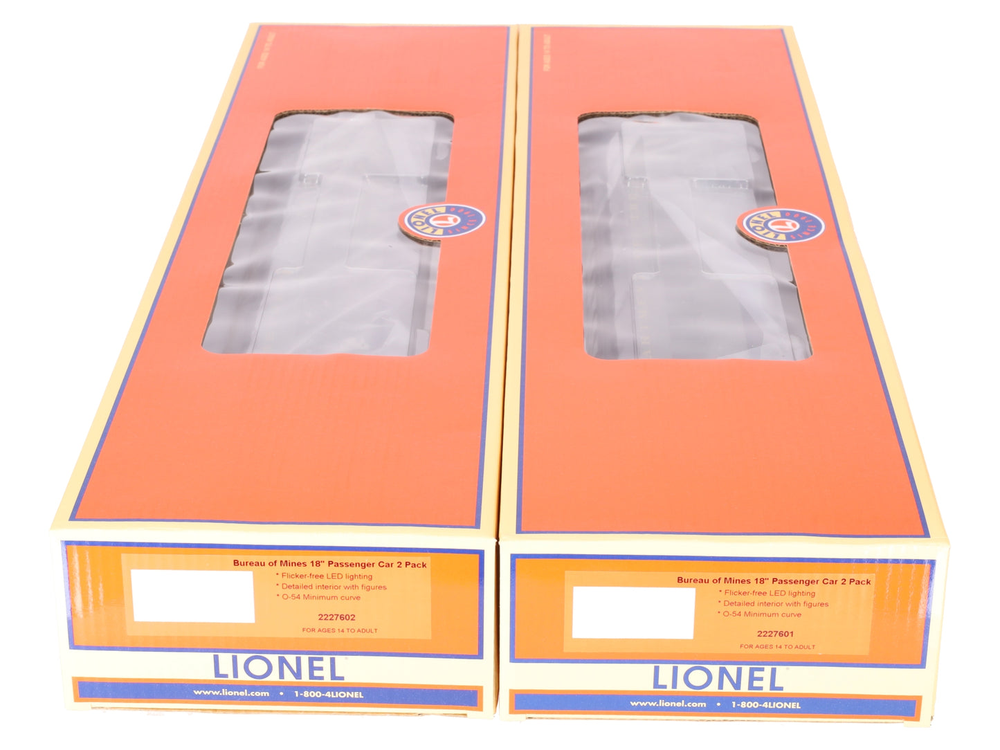 Lionel 2227600 O Bureau of Mines 18" Passenger Car (Pack of 2) EX/Box