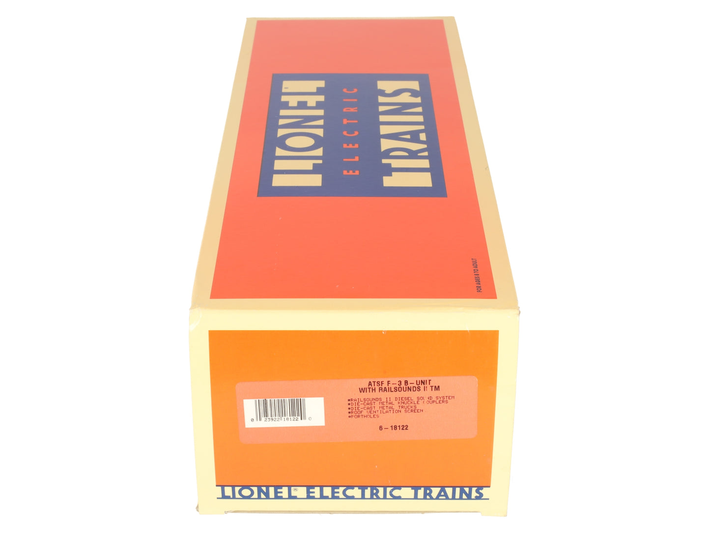 Lionel 6-18122 O Santa Fe F3 Blue/Yellow Non-Powered Diesel B-Unit #200B w/RS II LN/Box