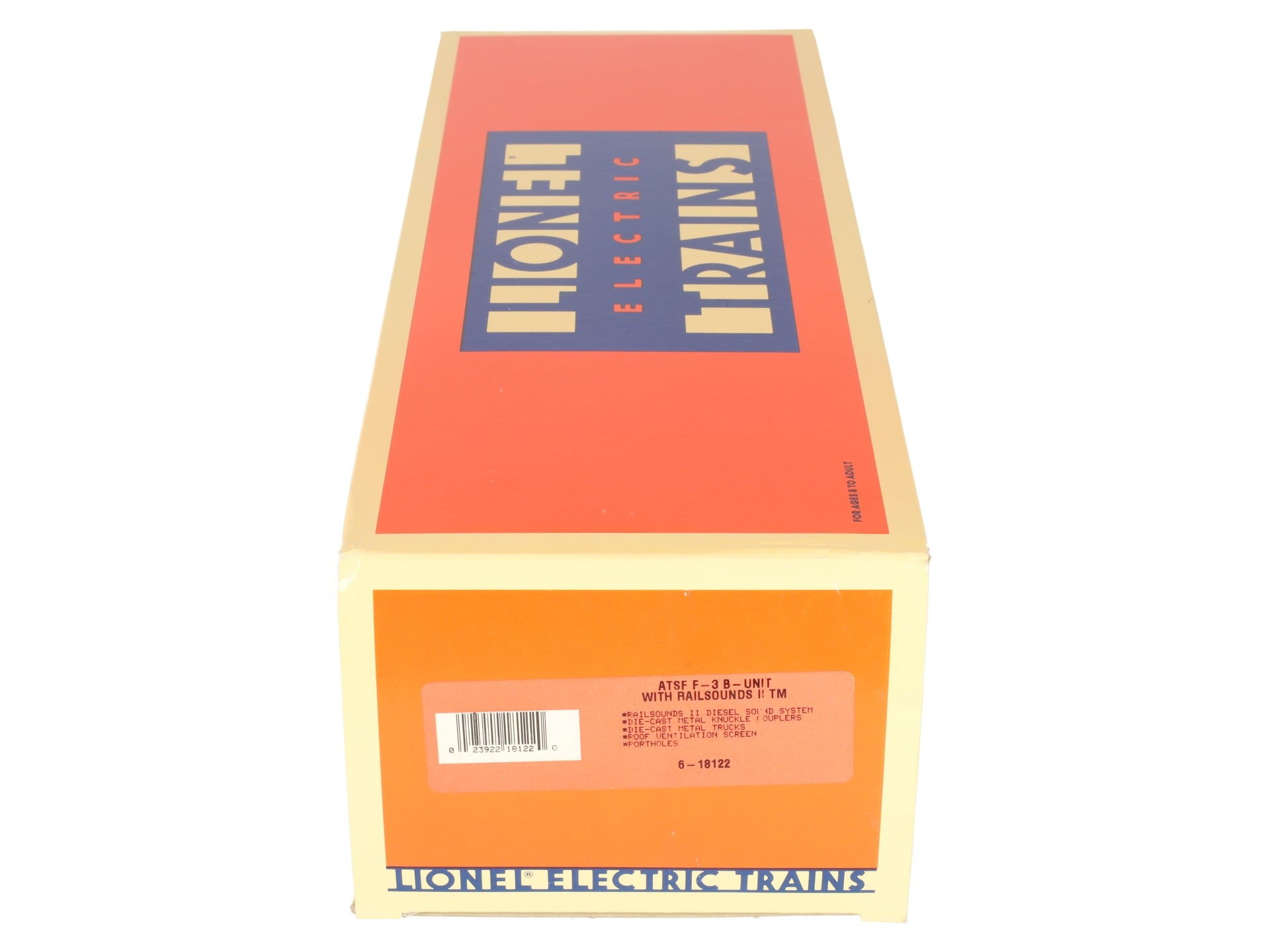 Lionel 6-18122 O Santa Fe F3 Blue/Yellow Non-Powered Diesel B-Unit #200B w/RS II LN/Box