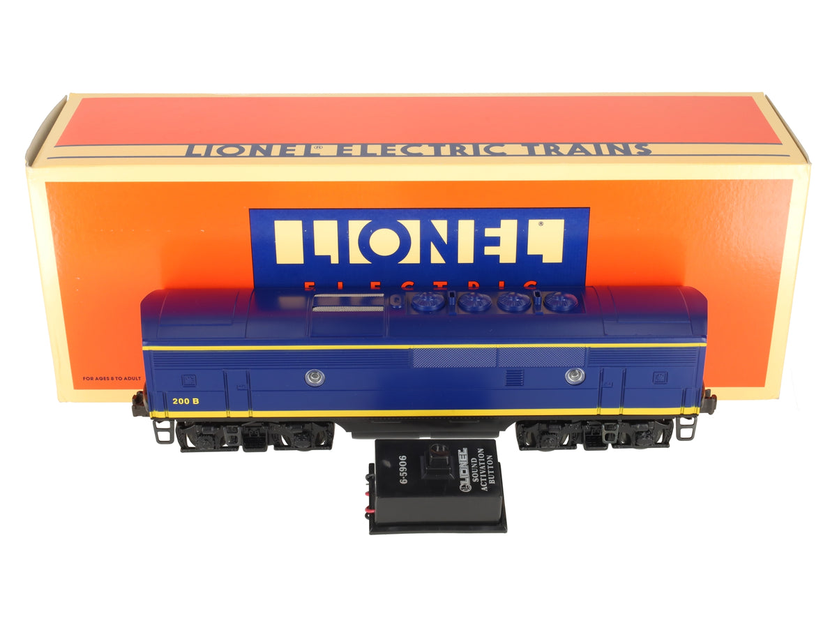 Lionel 6-18122 O Santa Fe F3 Blue/Yellow Non-Powered Diesel B-Unit #200B w/RS II LN/Box