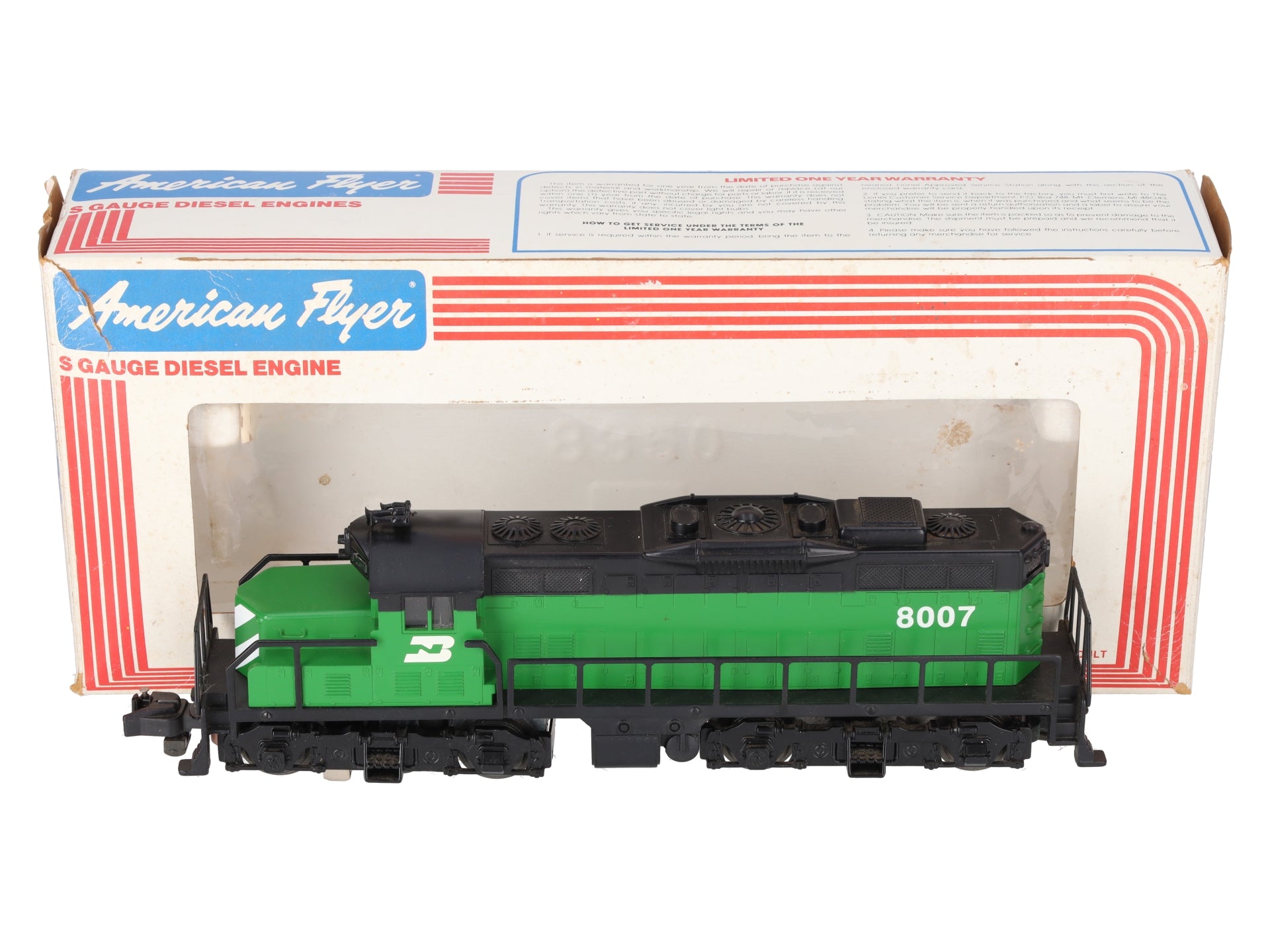 American Flyer 6-48007 S Gauge Burlington Northern GP-20 Diesel Locomotive VG/Box